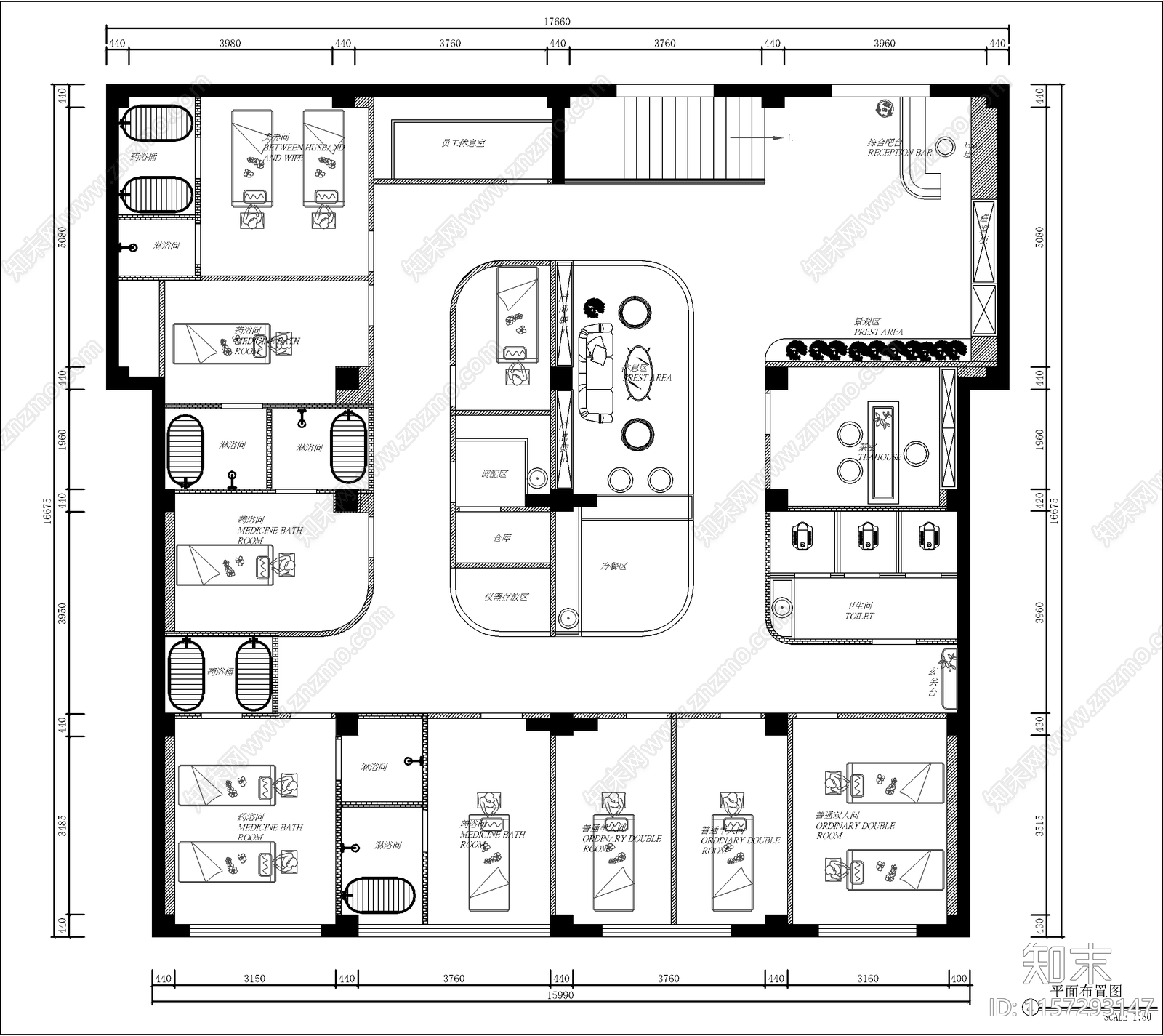 现代理发店室内装修设计图cad施工图下载【ID:1157293147】