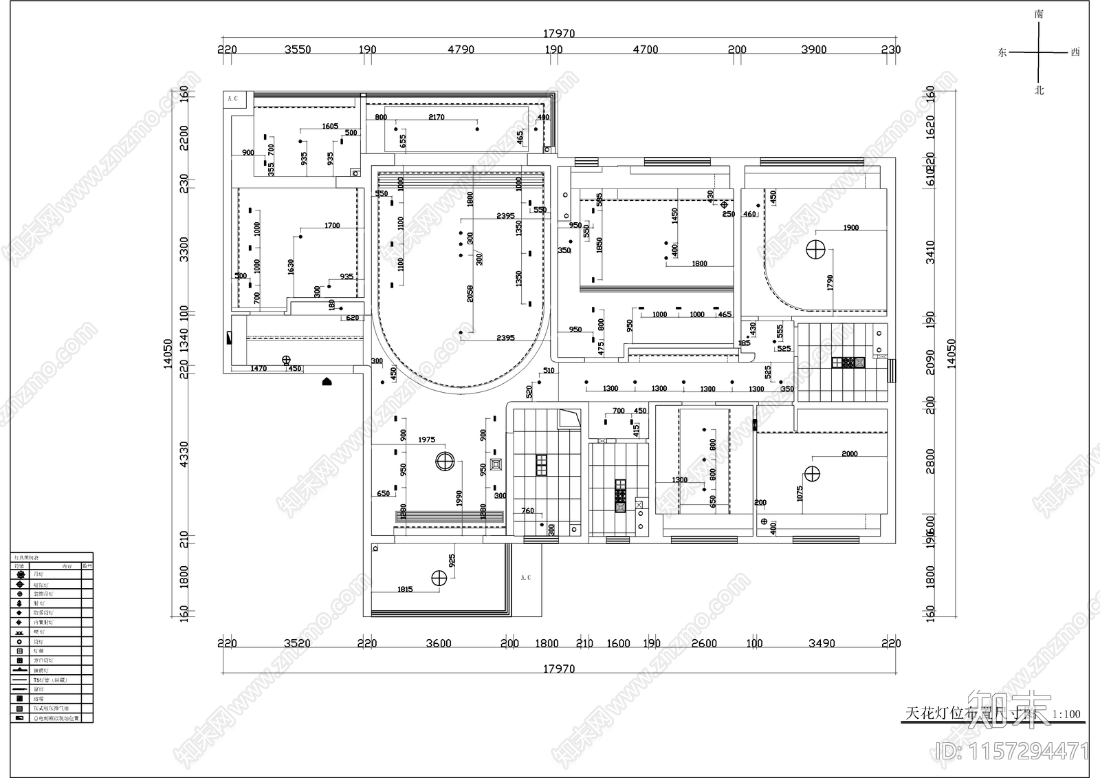 现代极简室内设计图cad施工图下载【ID:1157294471】