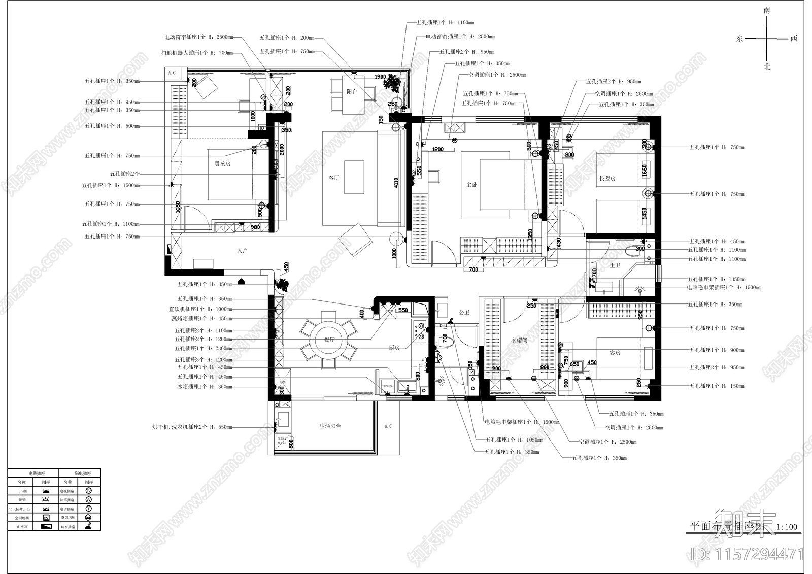 现代极简室内设计图cad施工图下载【ID:1157294471】