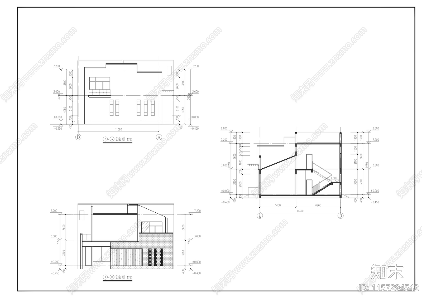 17x11m2层别墅方案设计图施工图下载【ID:1157294542】