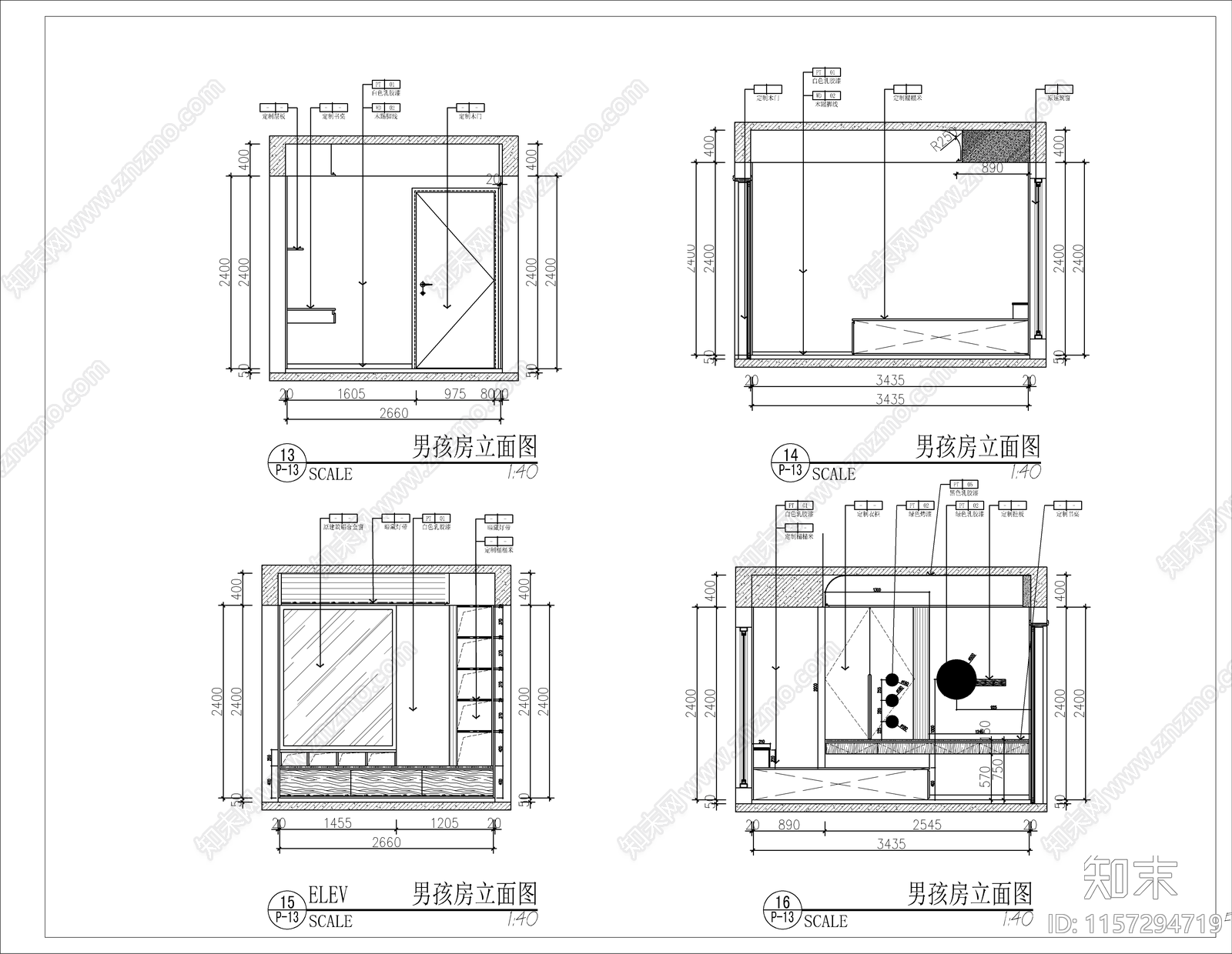 现代极简大平层室内设计图cad施工图下载【ID:1157294719】