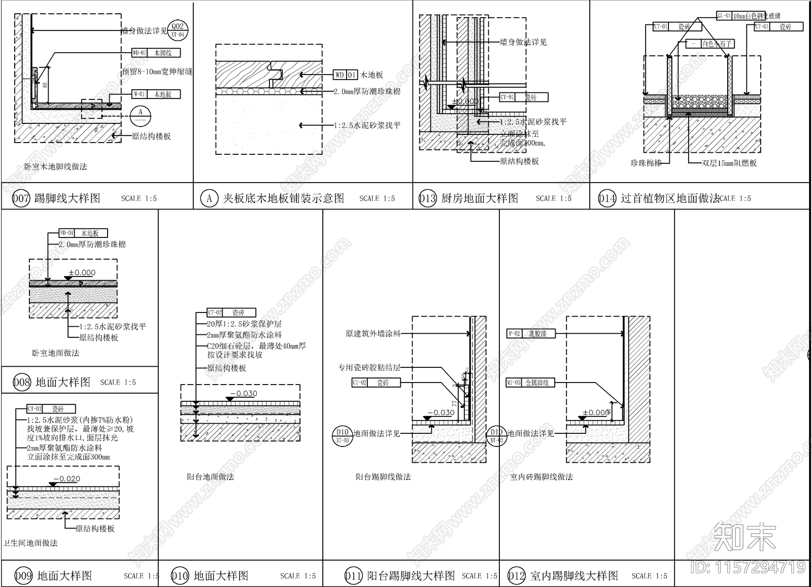 现代极简大平层室内设计图cad施工图下载【ID:1157294719】