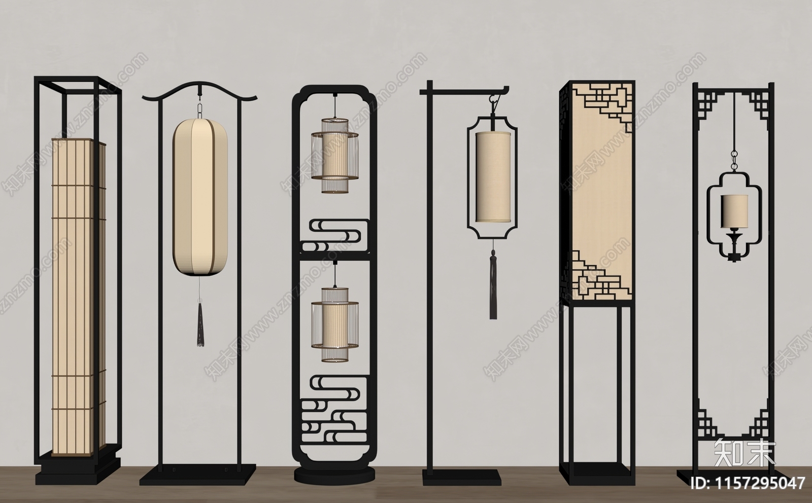 新中式落地灯SU模型下载【ID:1157295047】