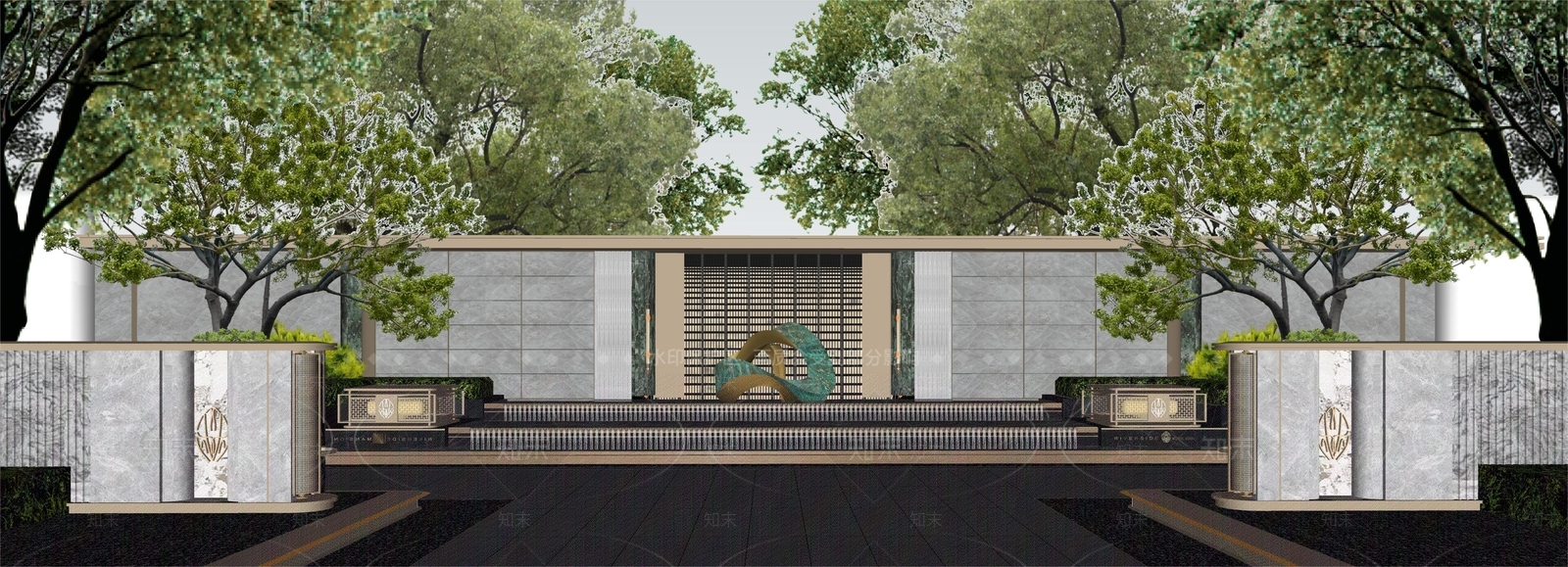 现代小区大门SU模型下载【ID:1157295306】