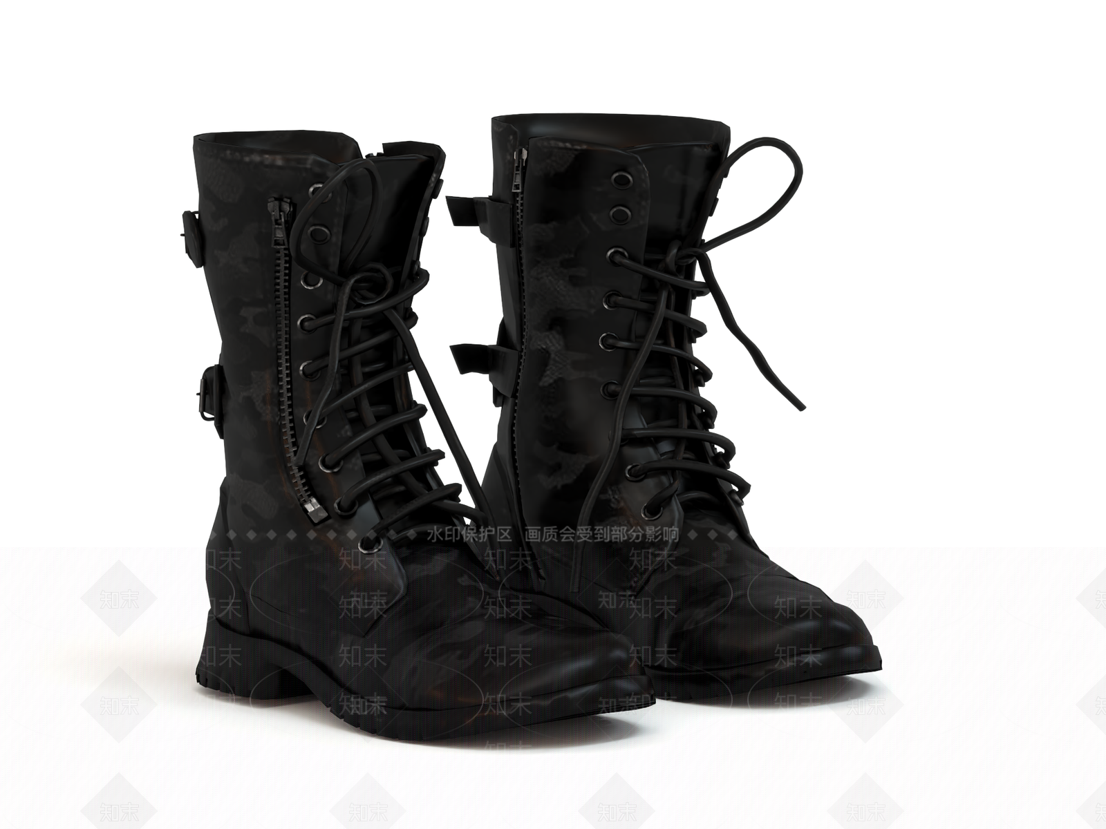 现代靴子皮靴皮鞋3D模型下载【ID:1157296029】