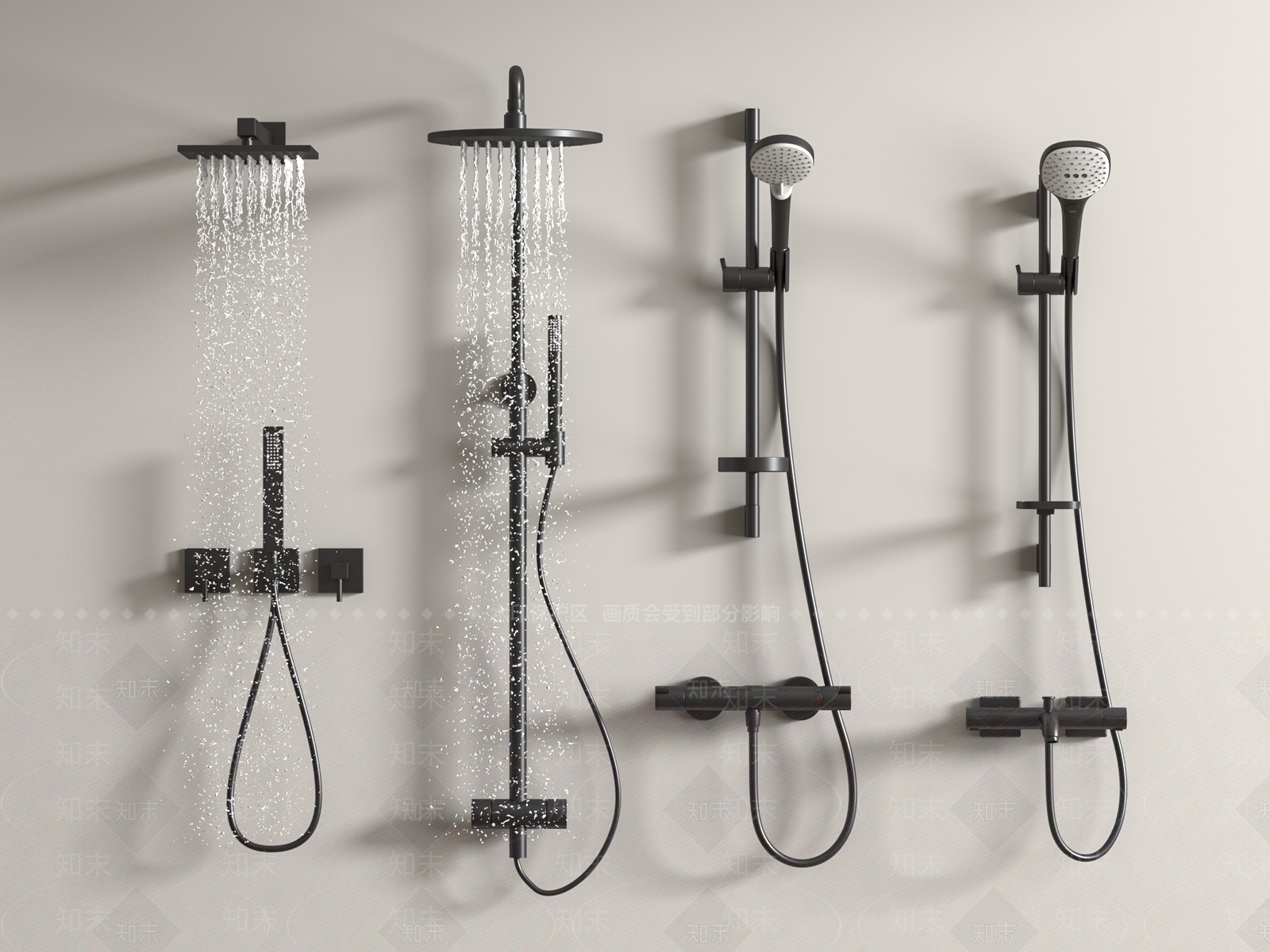 现代淋浴花洒3D模型下载【ID:1157301552】