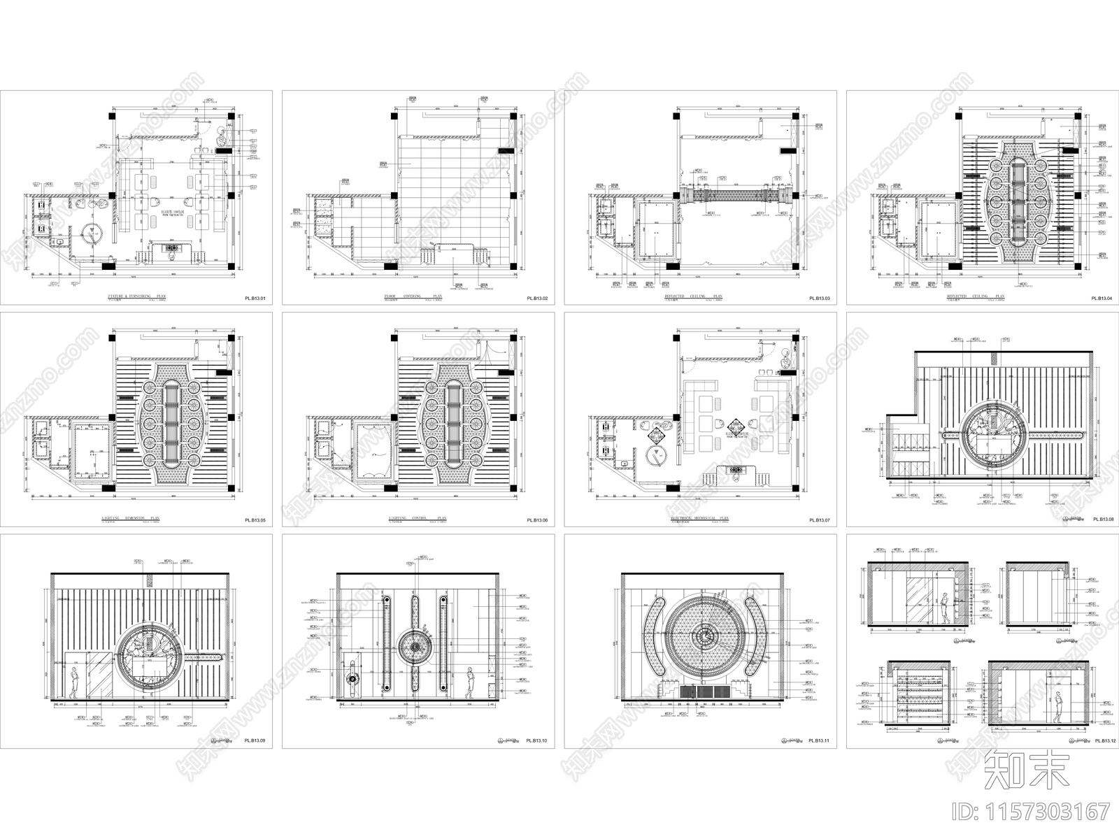 KTV豪华包间装修图现代风格cad施工图下载【ID:1157303167】