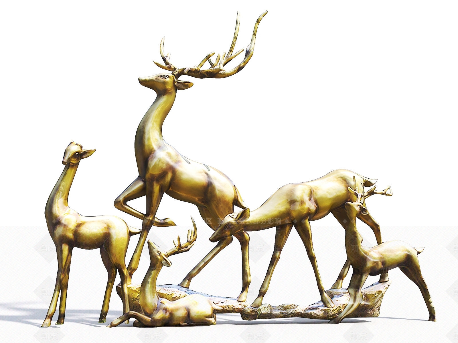 现代贴图鹿雕塑3D模型下载【ID:1157303184】