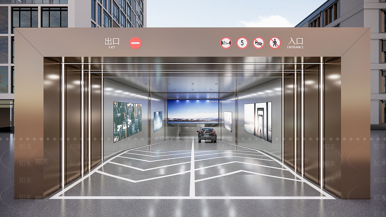 现代停车场入口SU模型下载【ID:1158487945】