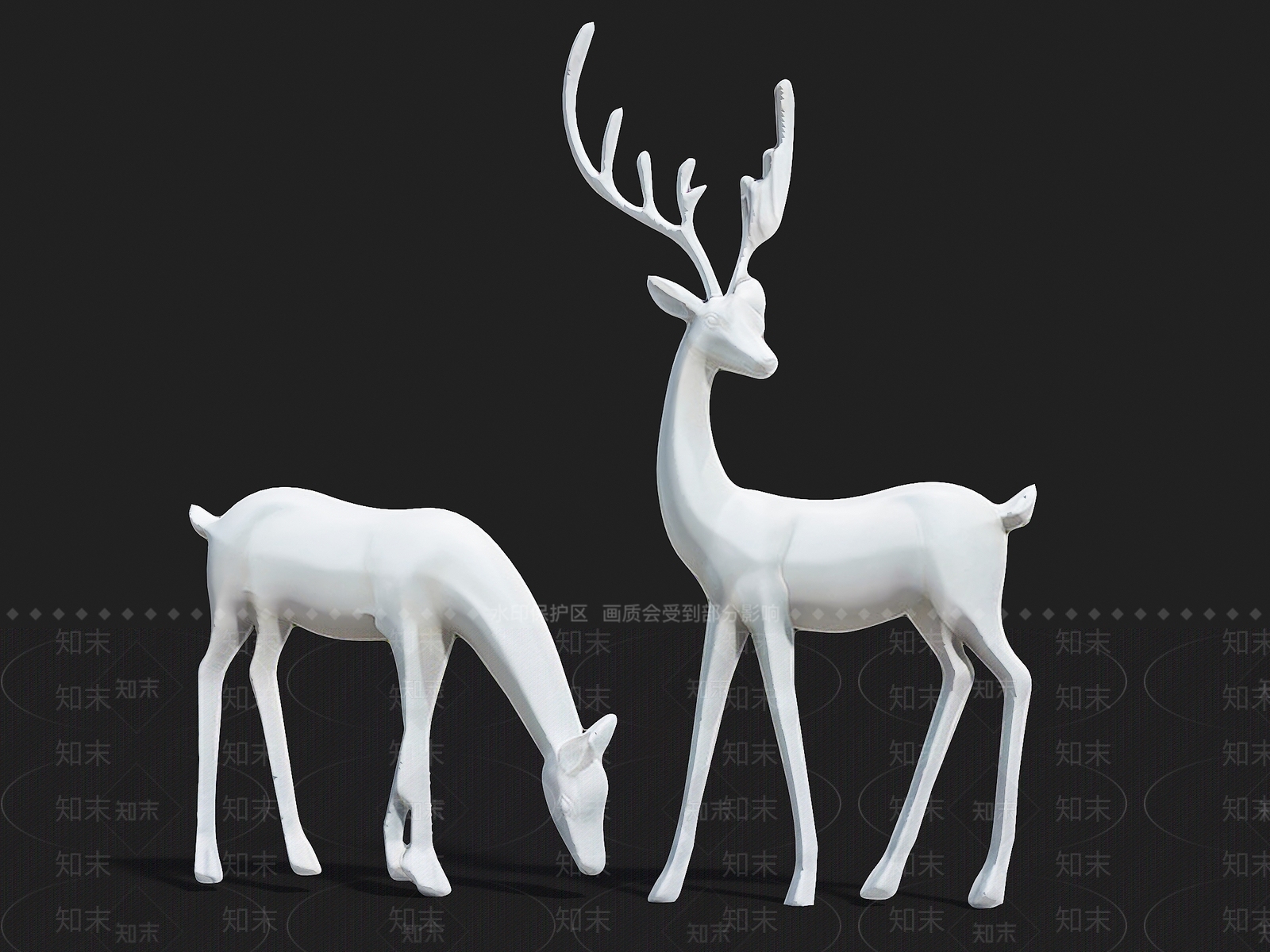 现代贴图鹿雕塑3D模型下载【ID:1157306042】