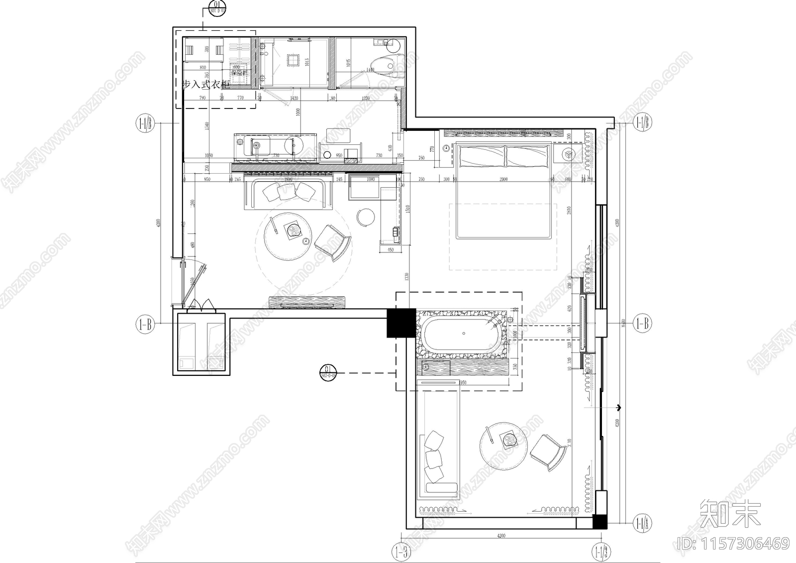 民宿客栈套cad施工图下载【ID:1157306469】