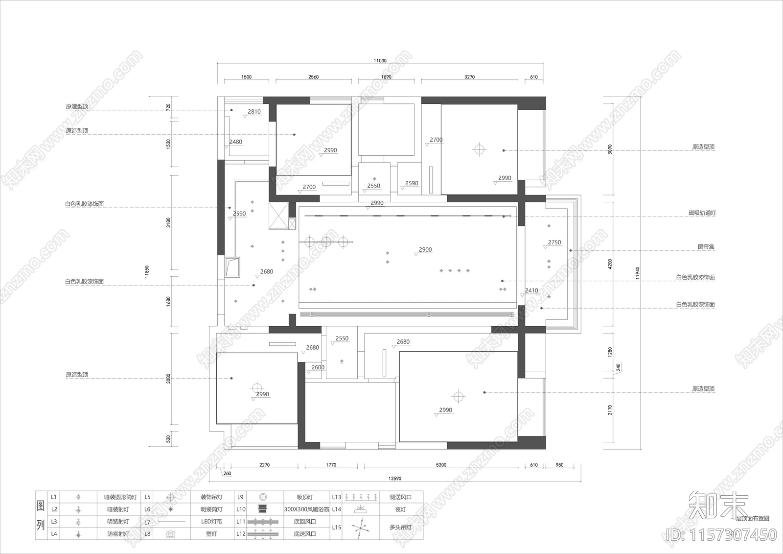 现代简约套四双卫大平层家装住cad施工图下载【ID:1157307450】