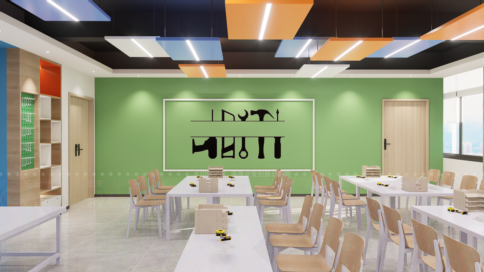 现代劳技室SU模型下载【ID:1157308768】