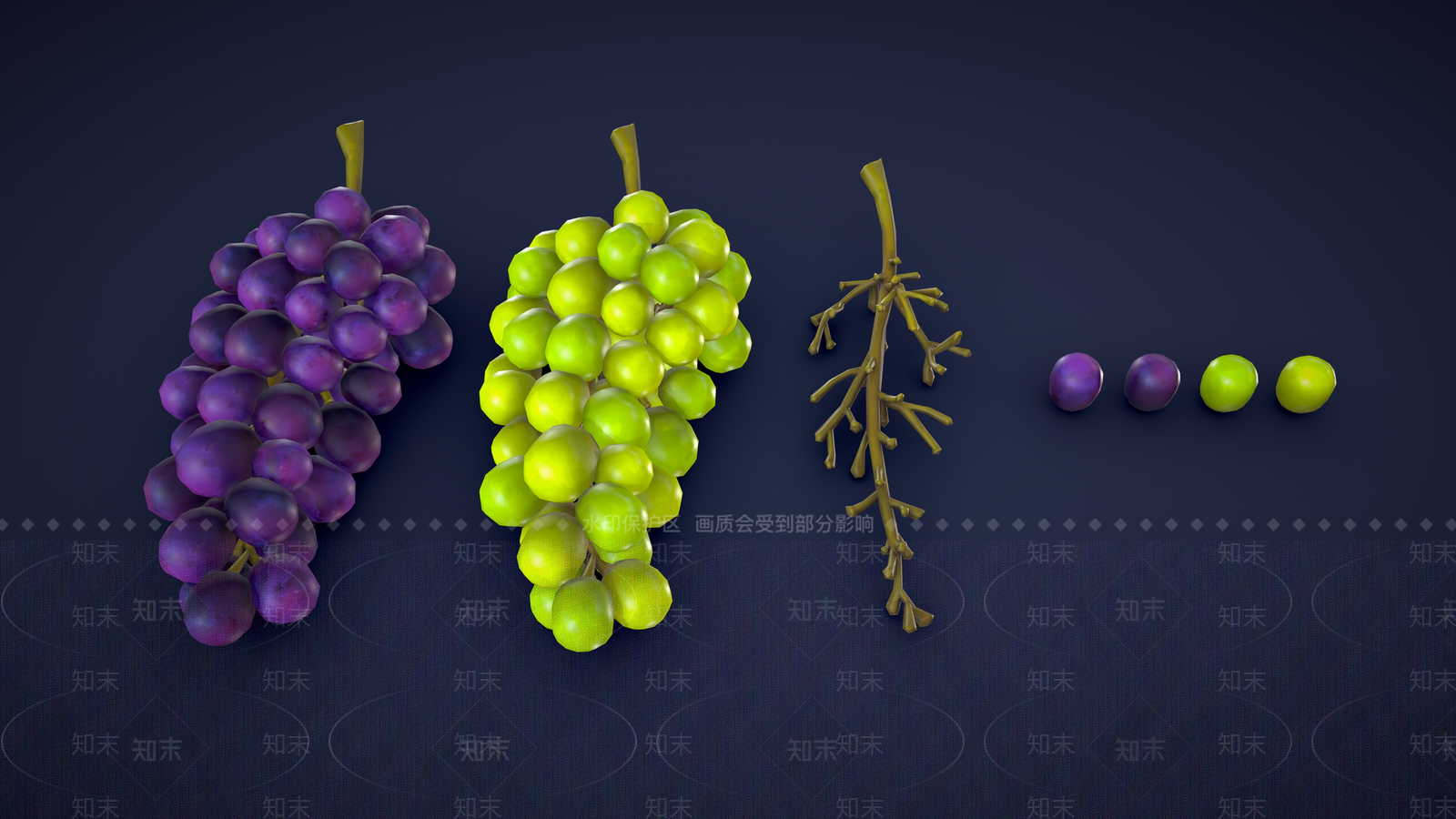 卡通葡萄3D模型下载【ID:1157310623】