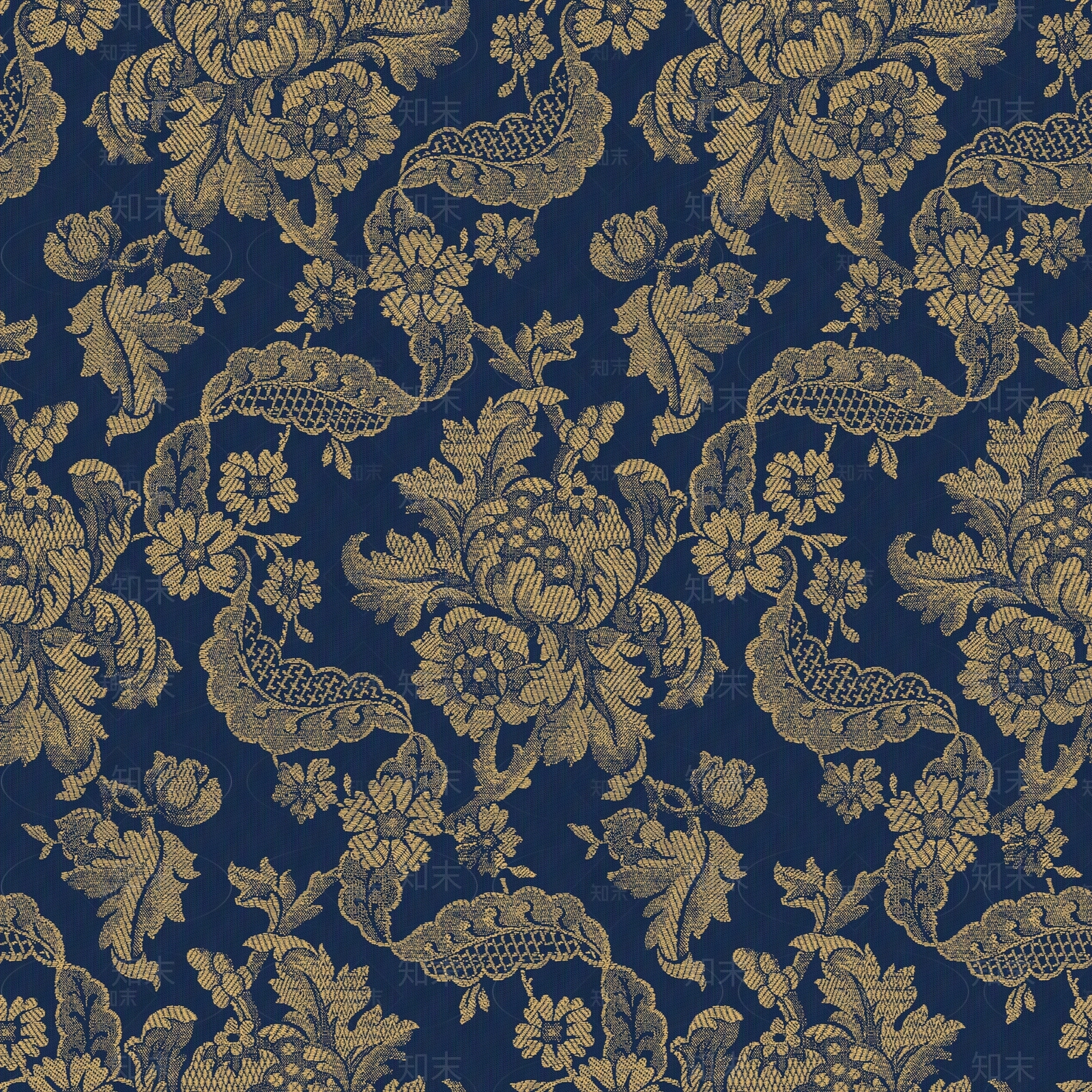 无缝深色蓝色碎花壁布贴图下载【ID:1157313803】