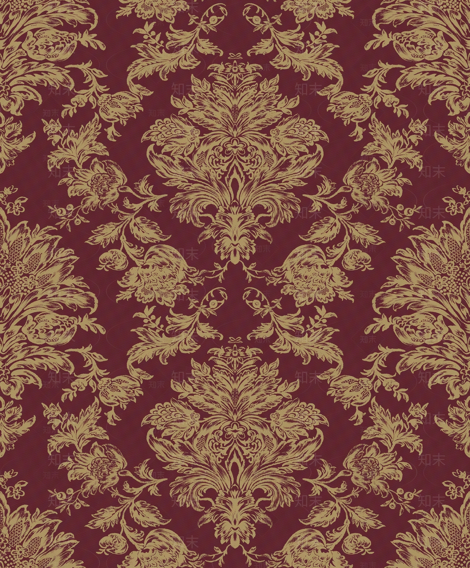 无缝红色深色大花壁布贴图下载【ID:1157313946】