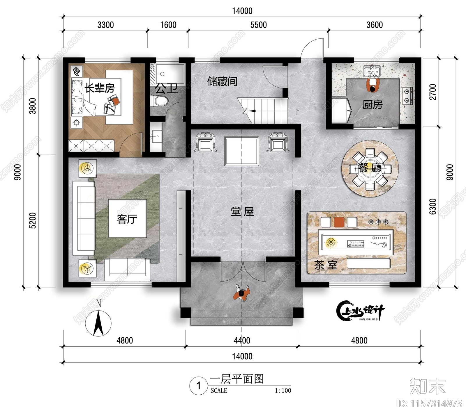 面宽14米进深9米二层自建房施工图下载【ID:1157314975】