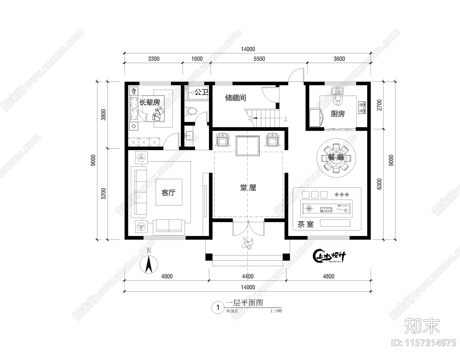 面宽14米进深9米二层自建房施工图下载【ID:1157314975】