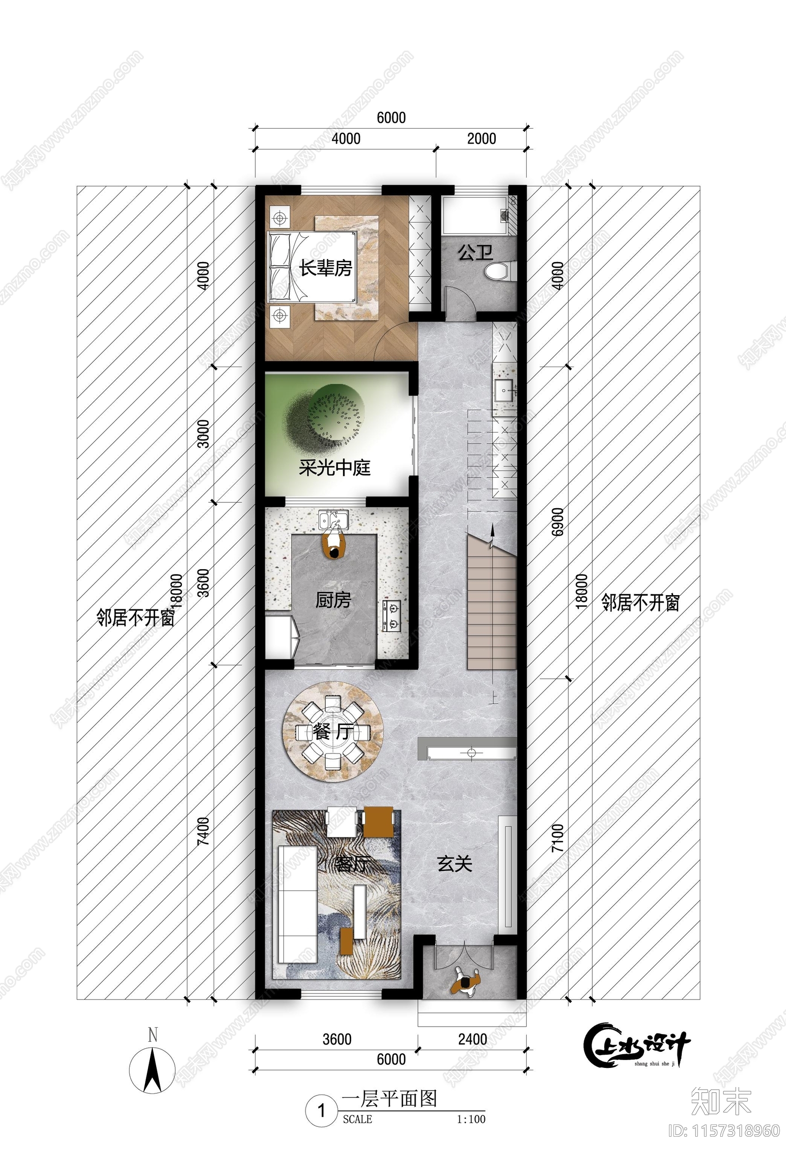 面宽6米进深18米夹心楼施工图下载【ID:1157318960】