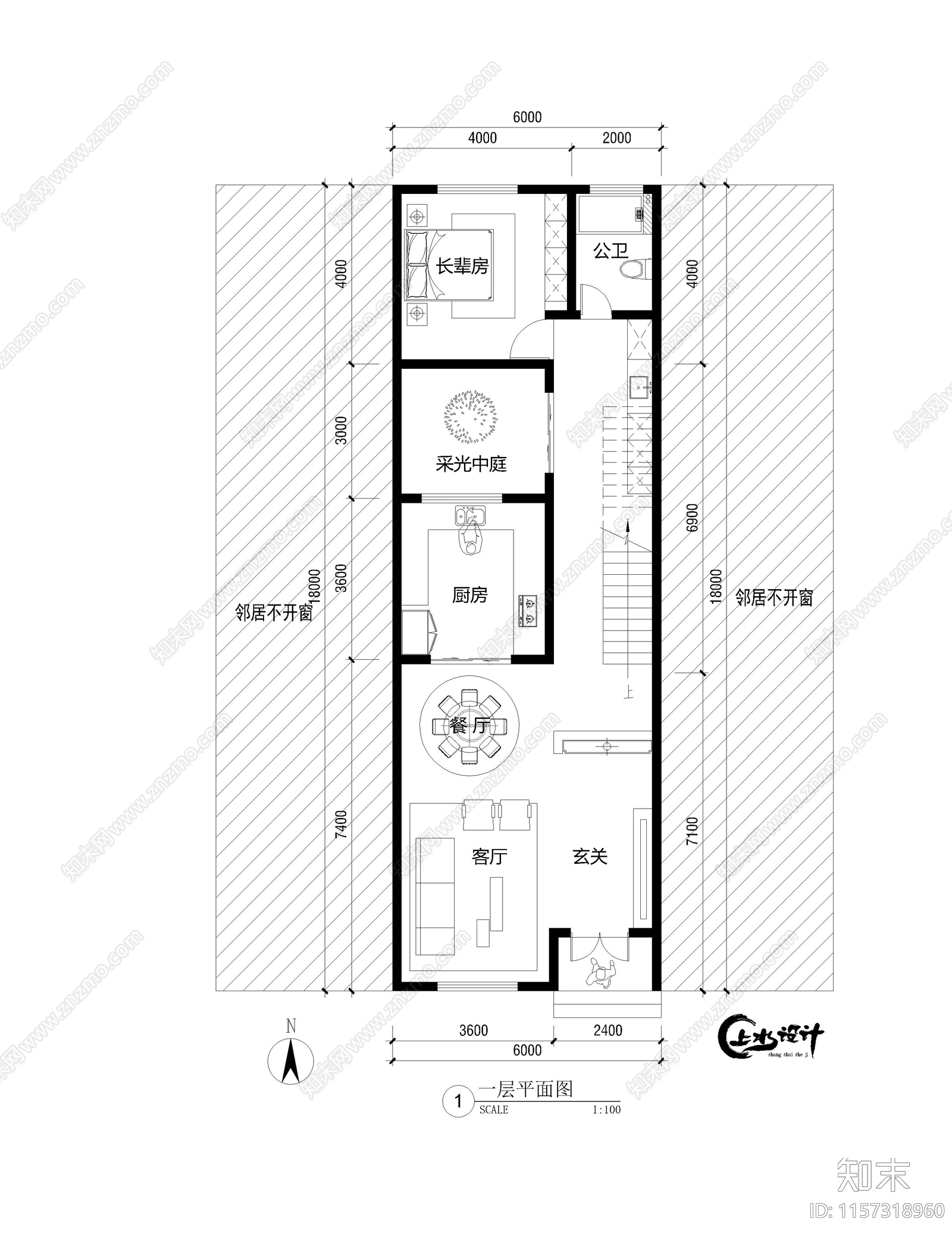 面宽6米进深18米夹心楼施工图下载【ID:1157318960】