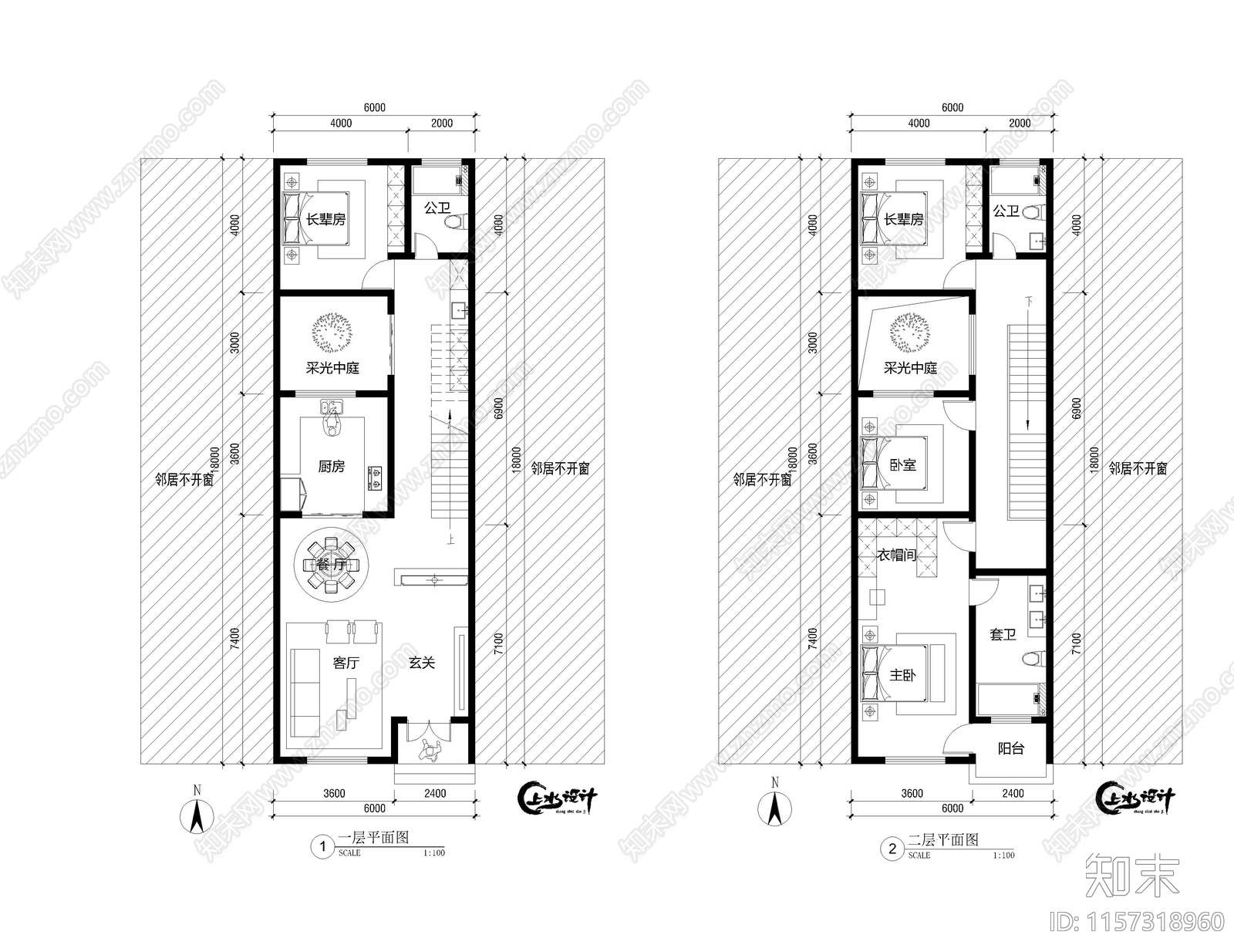 面宽6米进深18米夹心楼施工图下载【ID:1157318960】