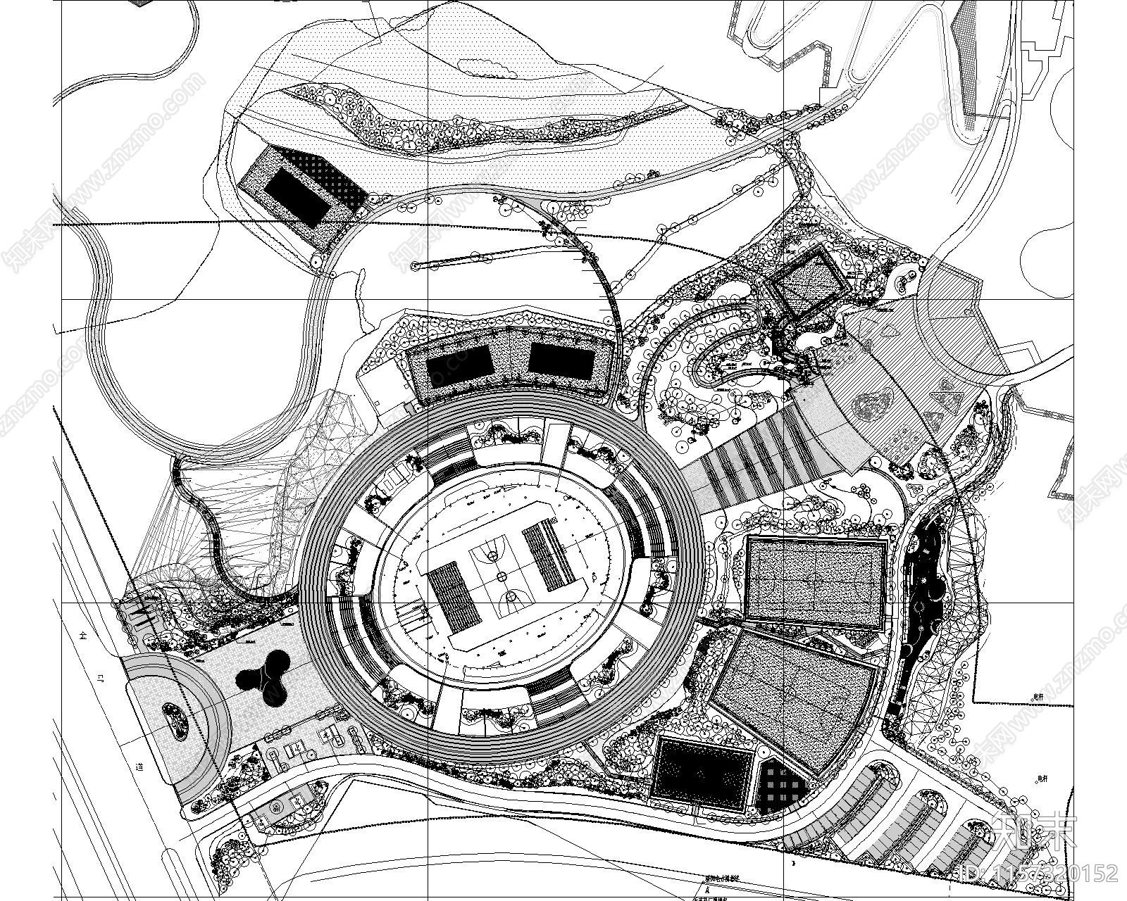 体育文化活动中心室外景观工cad施工图下载【ID:1157320152】