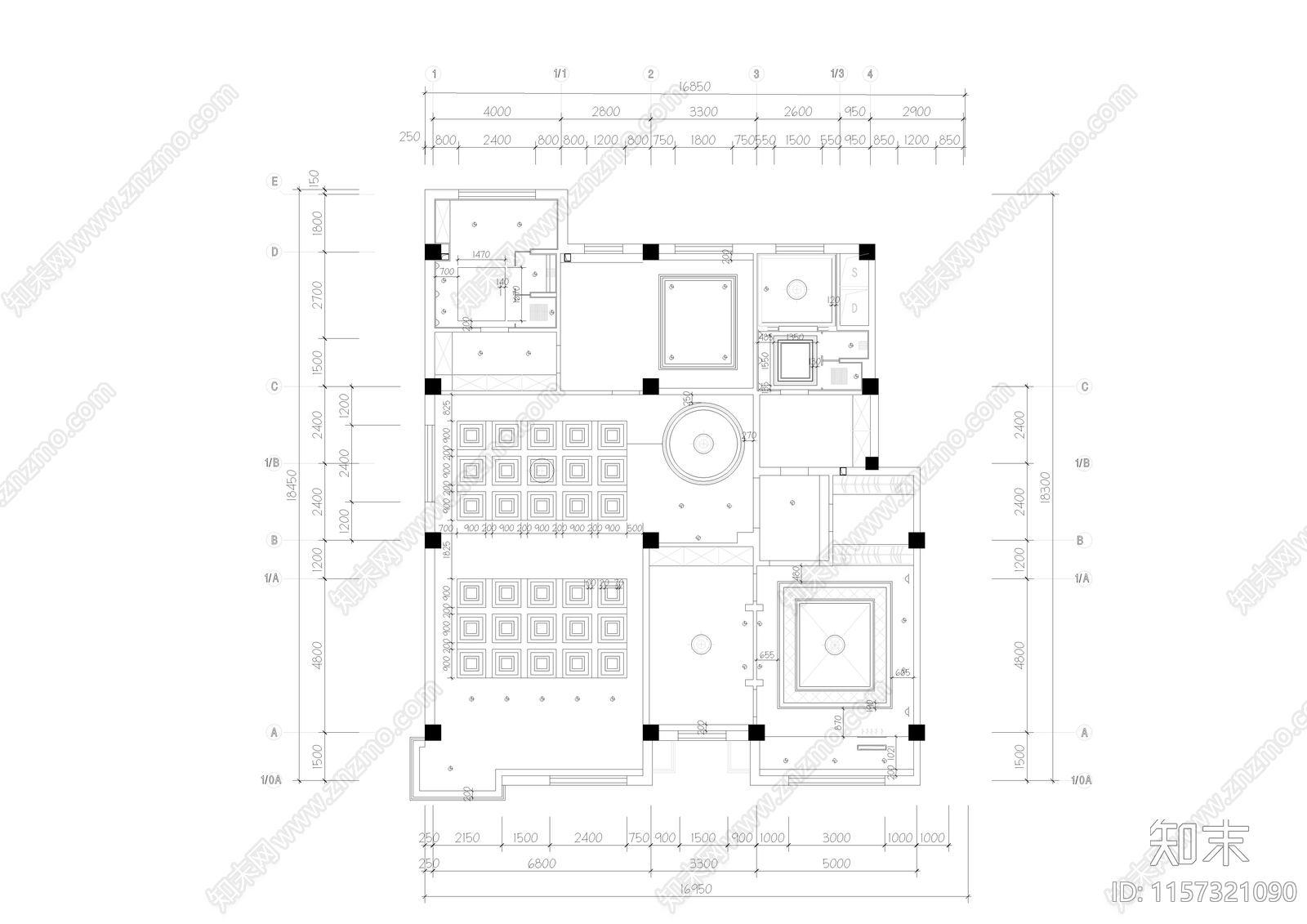 天花板cad施工图下载【ID:1157321090】
