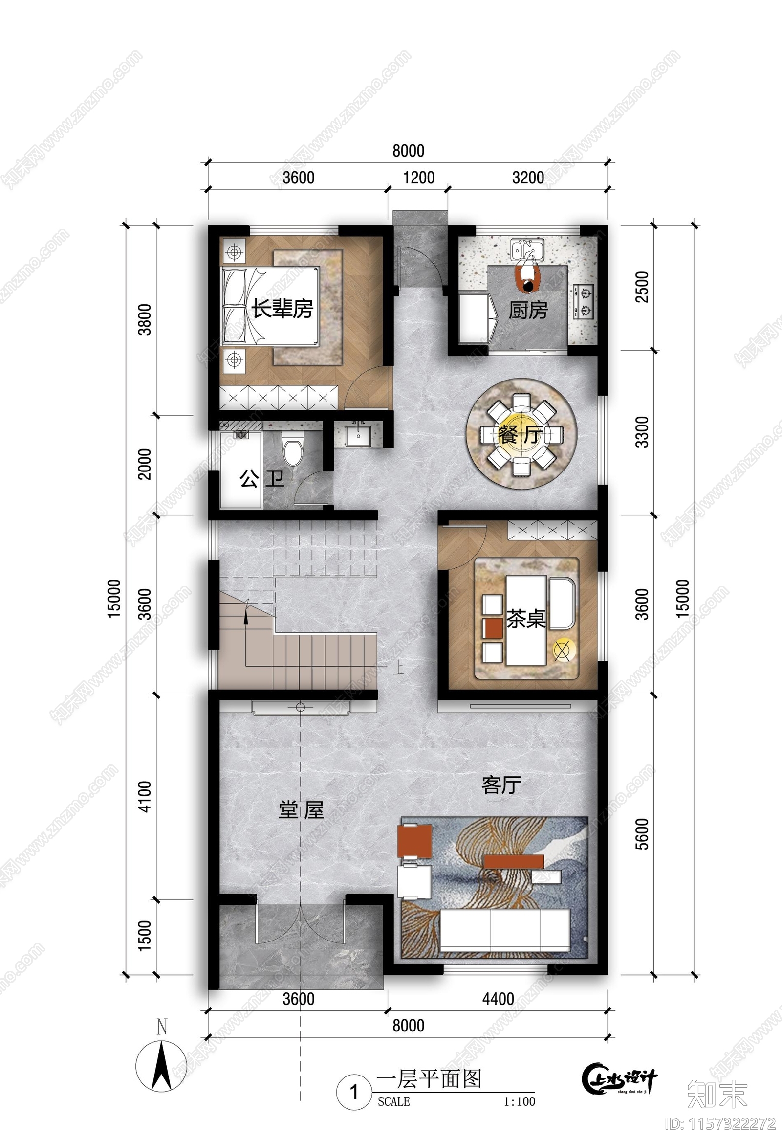 面宽8米进深15米农村自建房施工图下载【ID:1157322272】