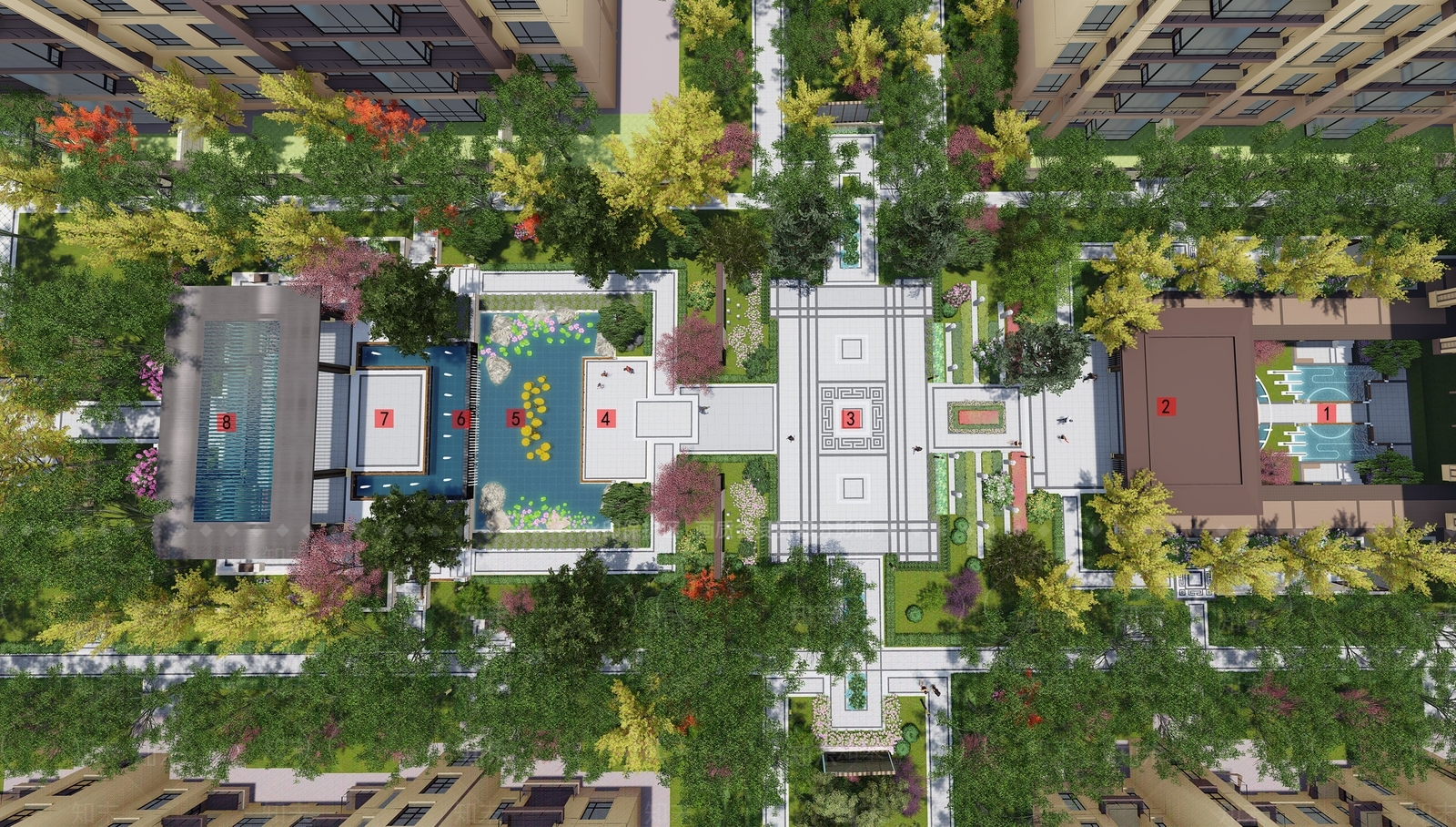 新中式小区景观SU模型下载【ID:1157322868】