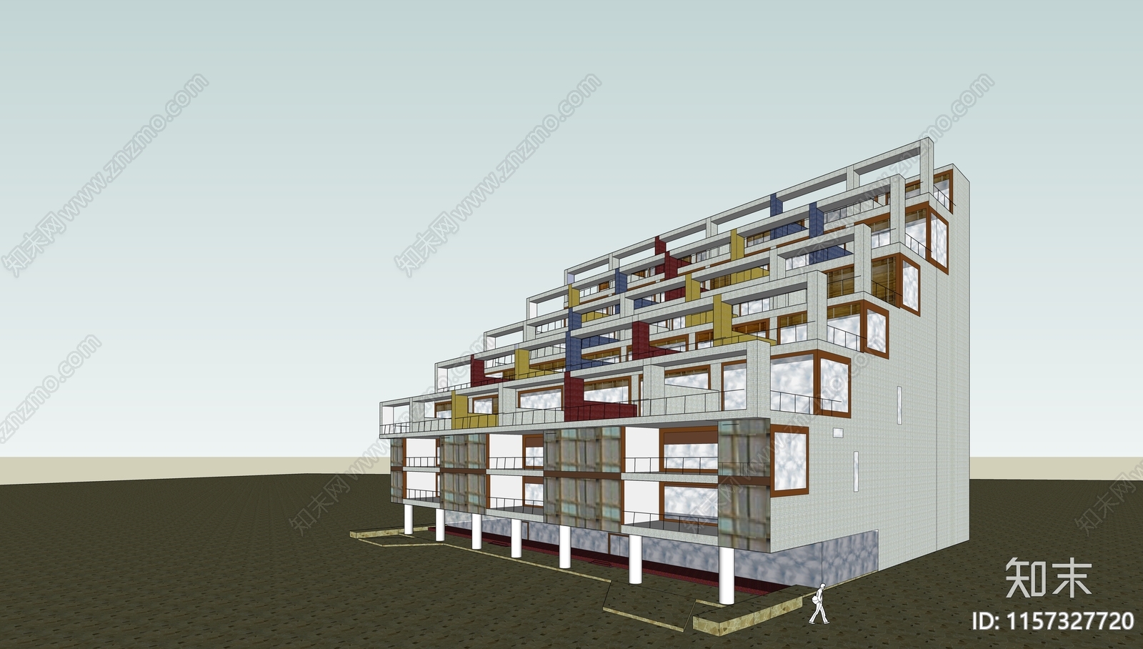 柯布西耶阶梯建筑SU模型下载【ID:1157327720】