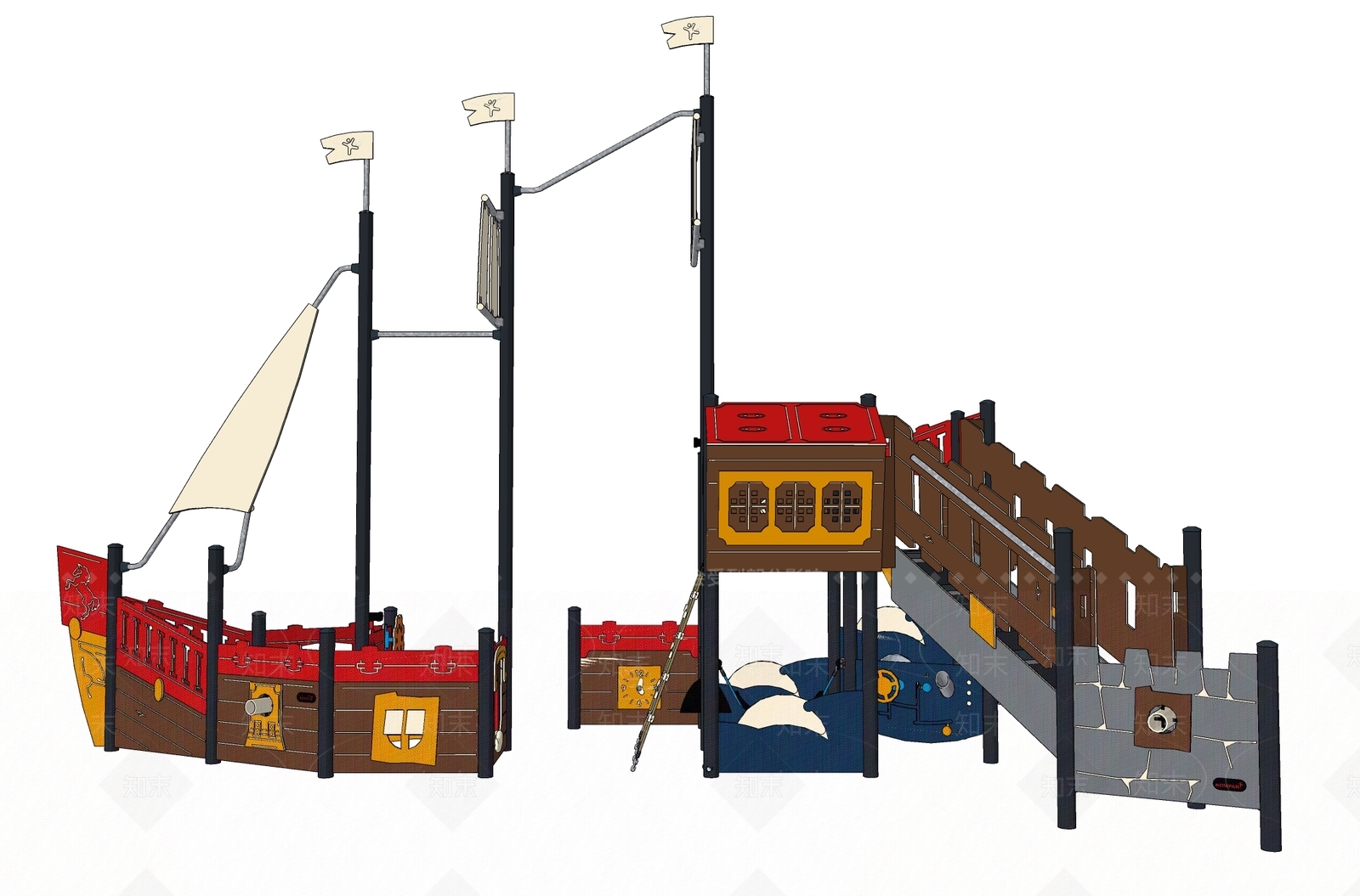 现代大型护卫舰儿童活动设施SU模型下载【ID:1157329664】