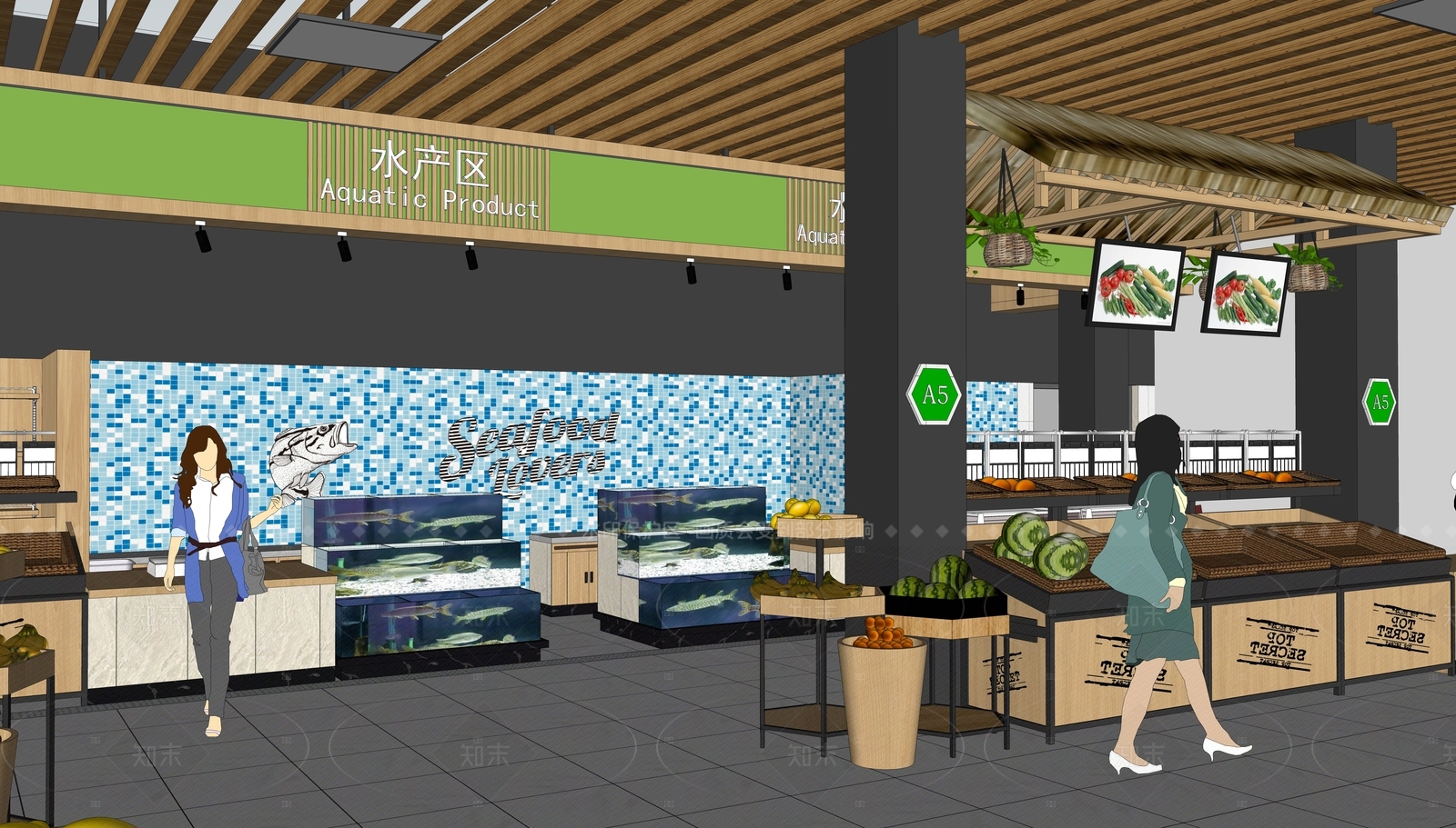 现代菜市场SU模型下载【ID:1157331558】