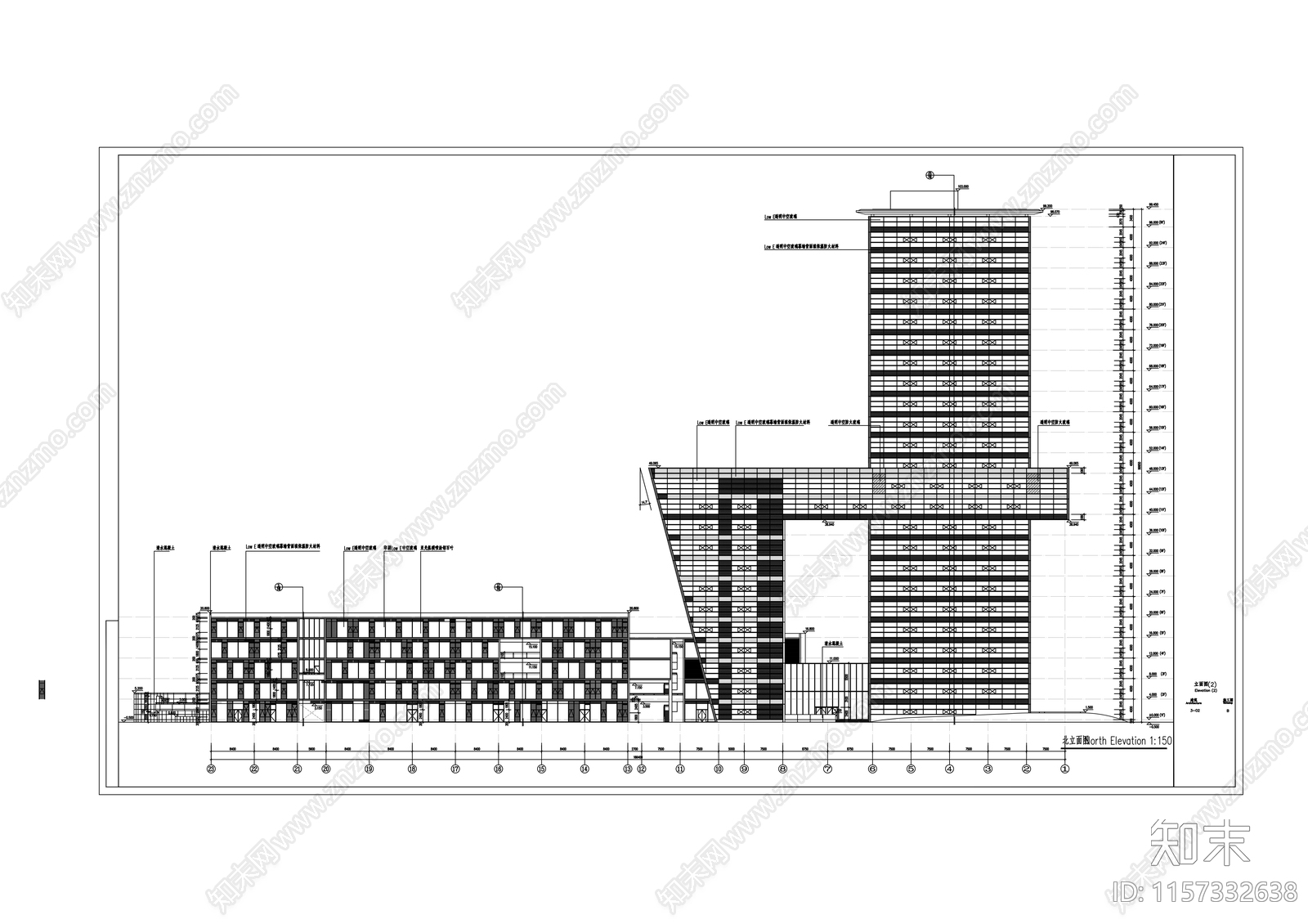 24层办公楼建筑cad施工图下载【ID:1157332638】