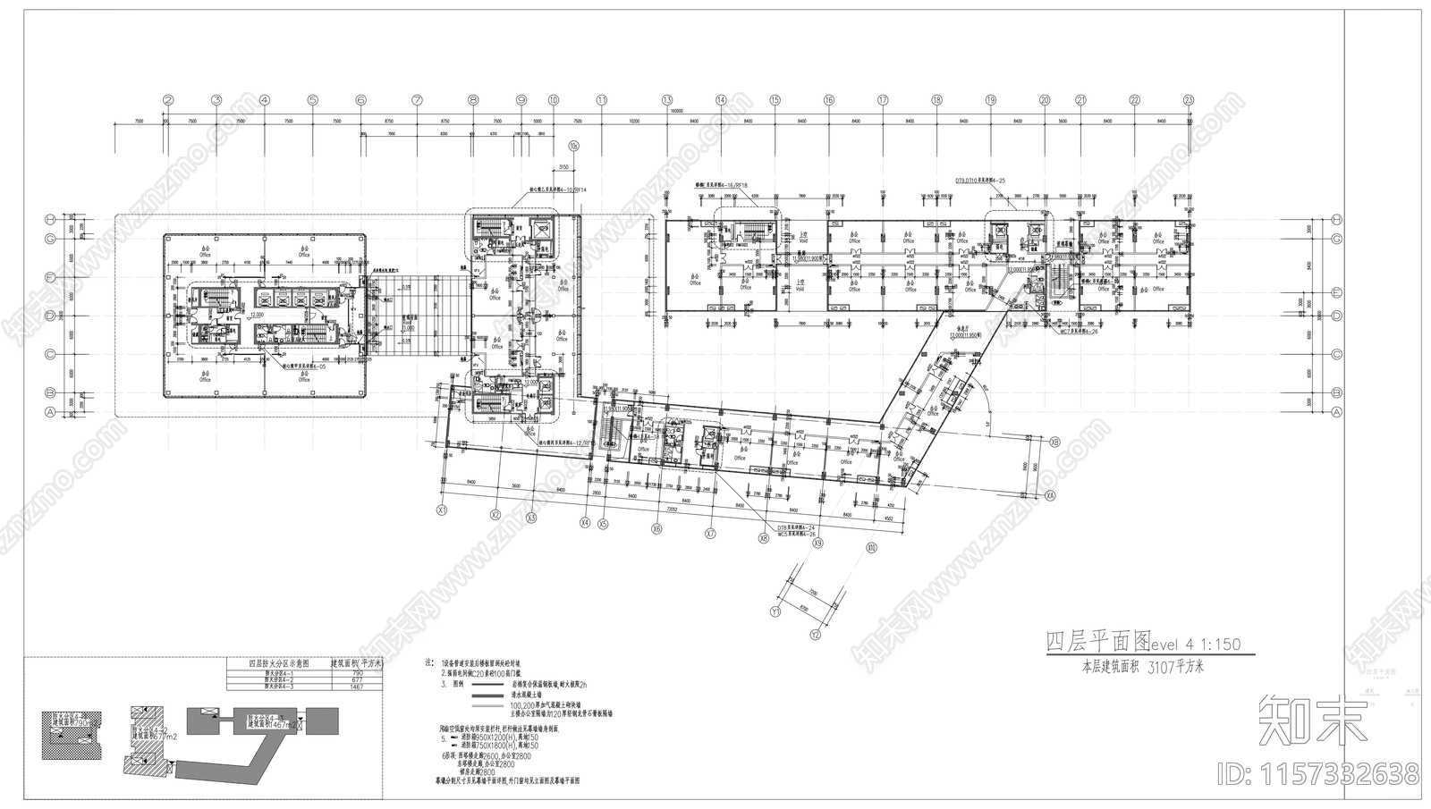 24层办公楼建筑cad施工图下载【ID:1157332638】