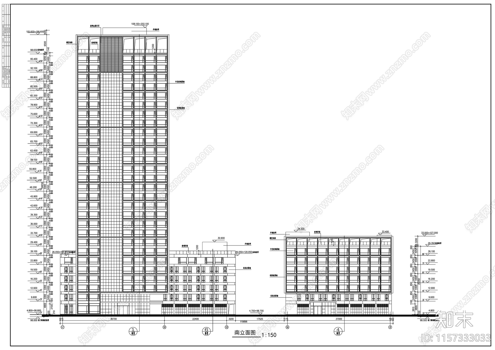 29层高层现代风格办公建筑方案图cad施工图下载【ID:1157333033】