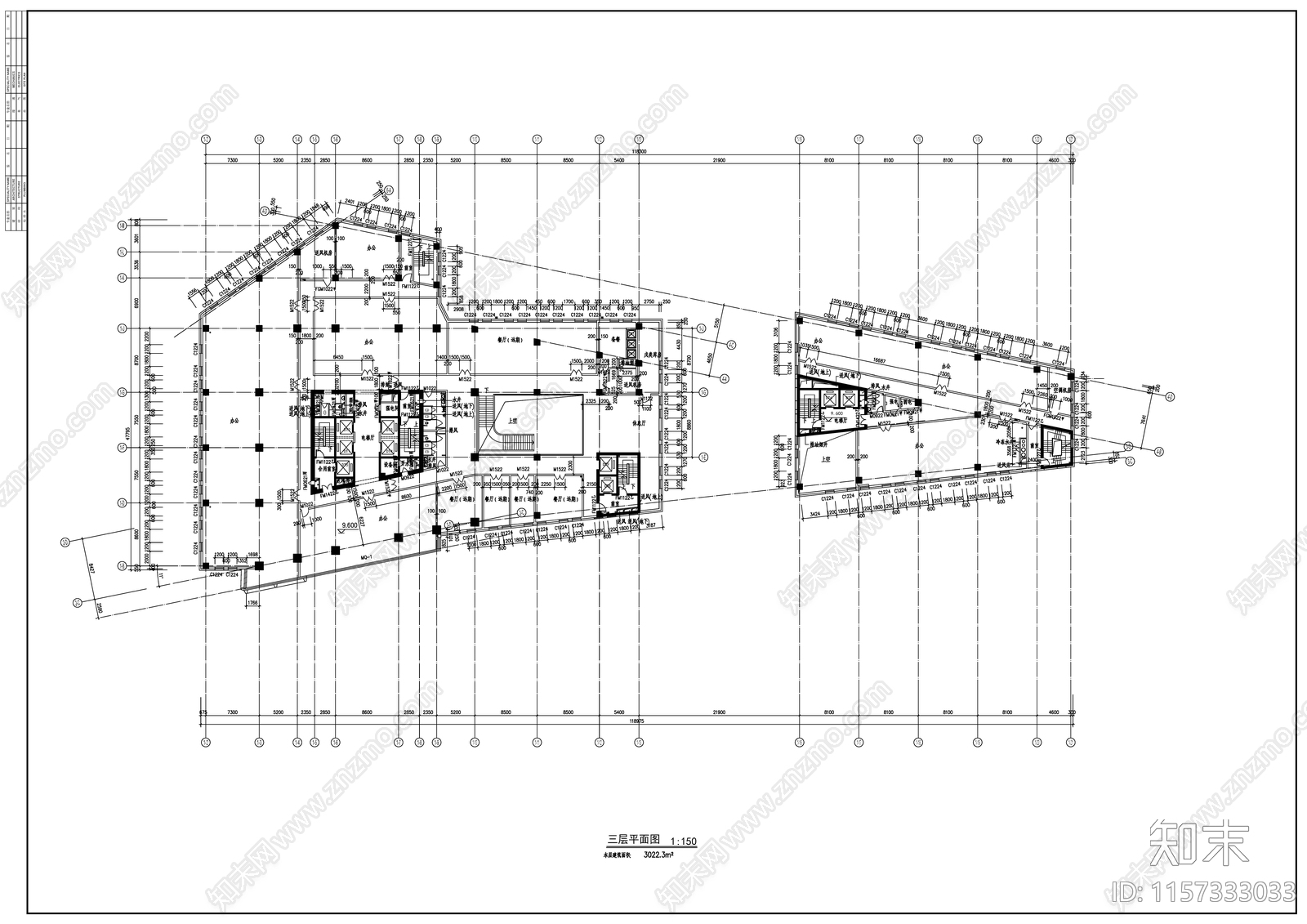 29层高层现代风格办公建筑方案图cad施工图下载【ID:1157333033】