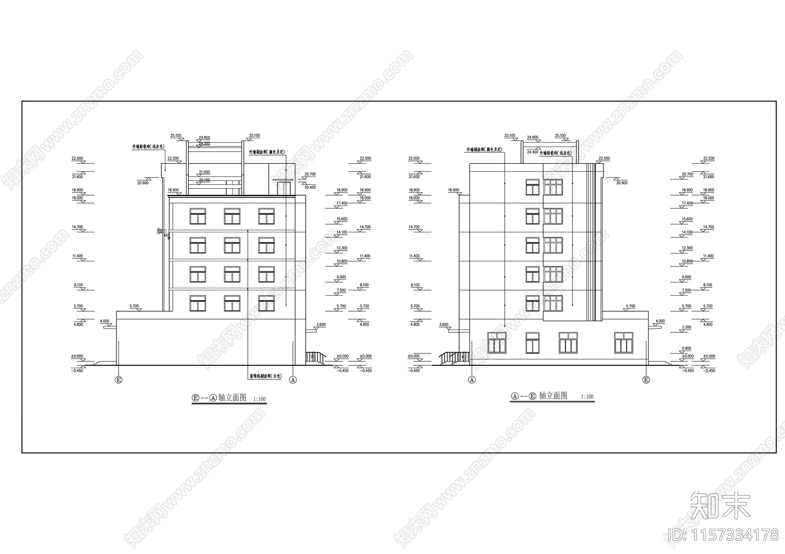 办公大楼平立剖面建筑图cad施工图下载【ID:1157334178】