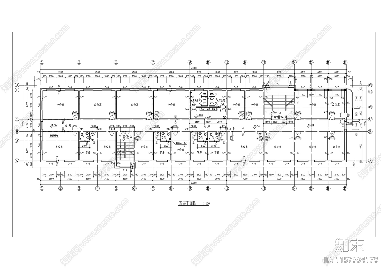 办公大楼平立剖面建筑图cad施工图下载【ID:1157334178】