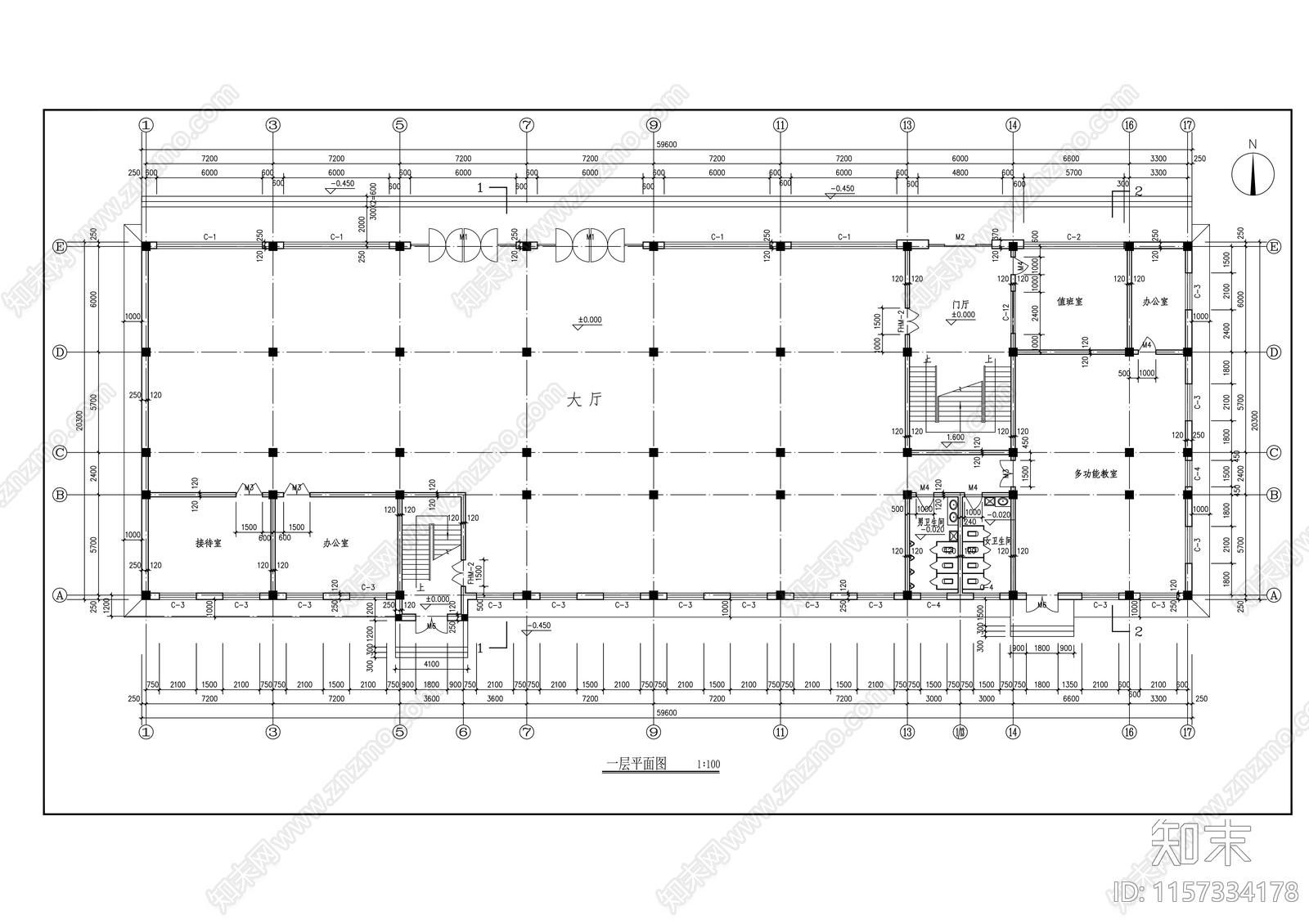 办公大楼平立剖面建筑图cad施工图下载【ID:1157334178】