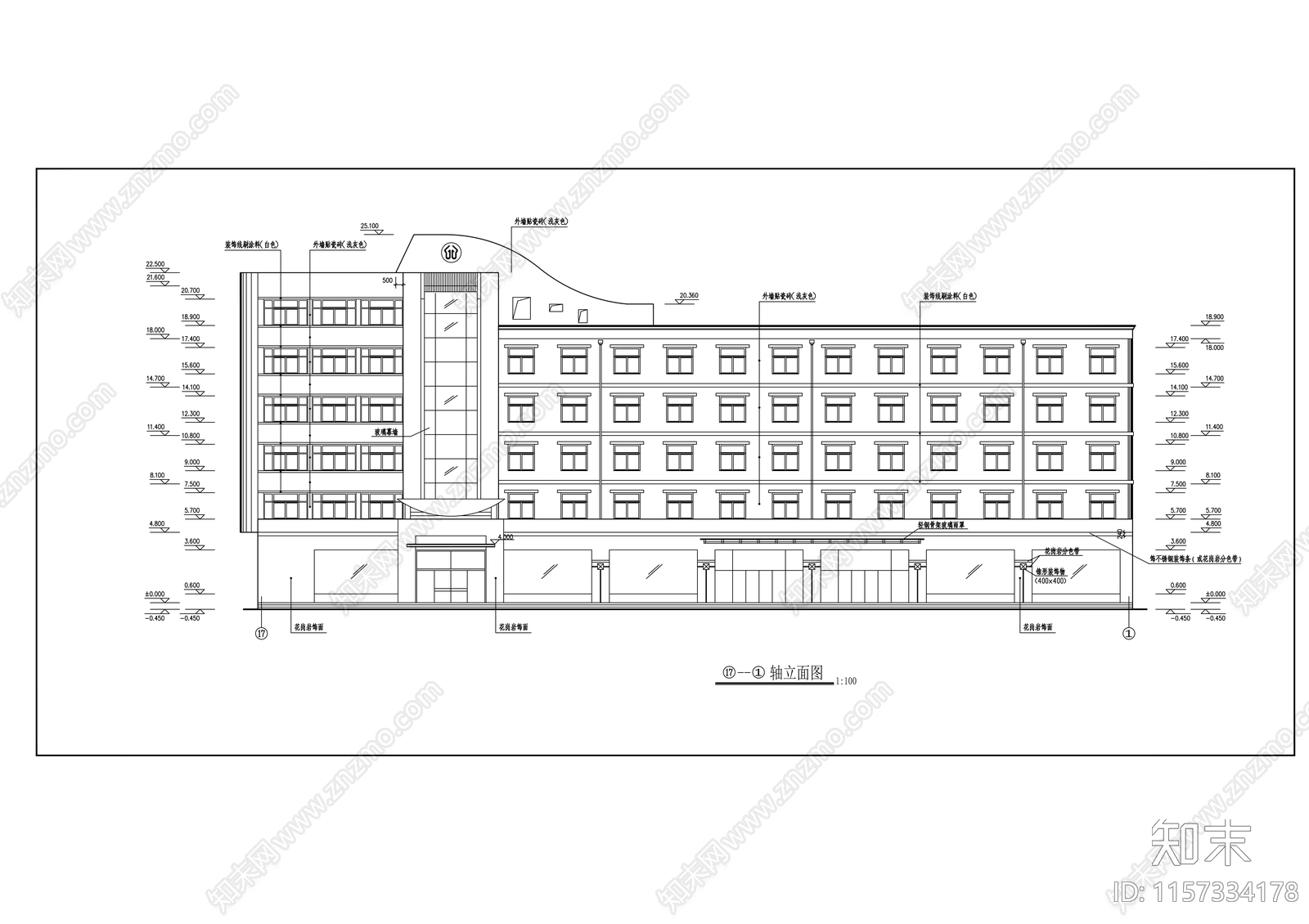 办公大楼平立剖面建筑图cad施工图下载【ID:1157334178】