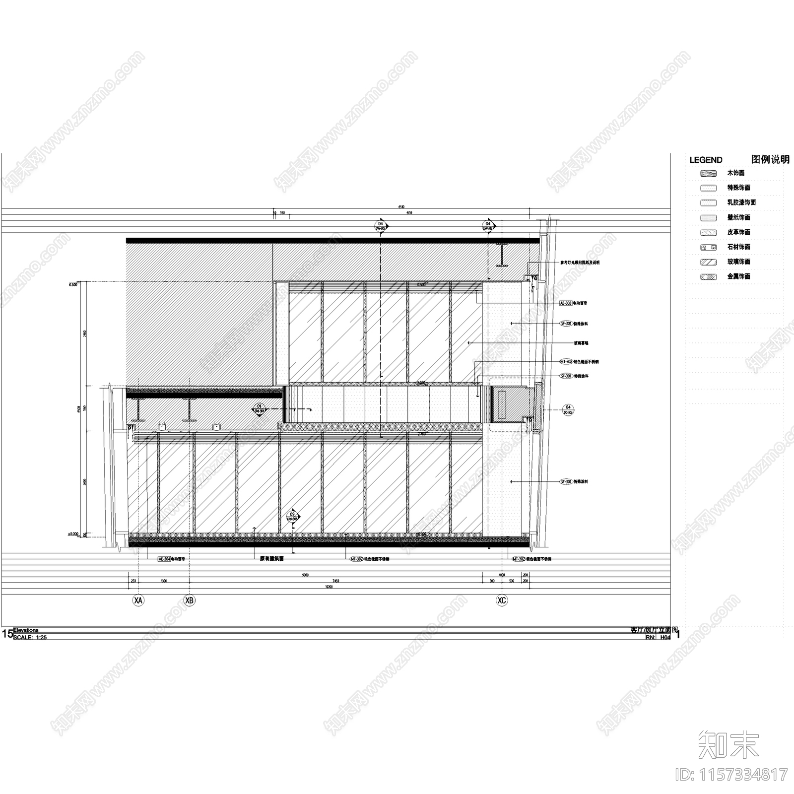 意式轻奢北京通盈中心三里屯一号H户型复式室内家装cad施工图下载【ID:1157334817】