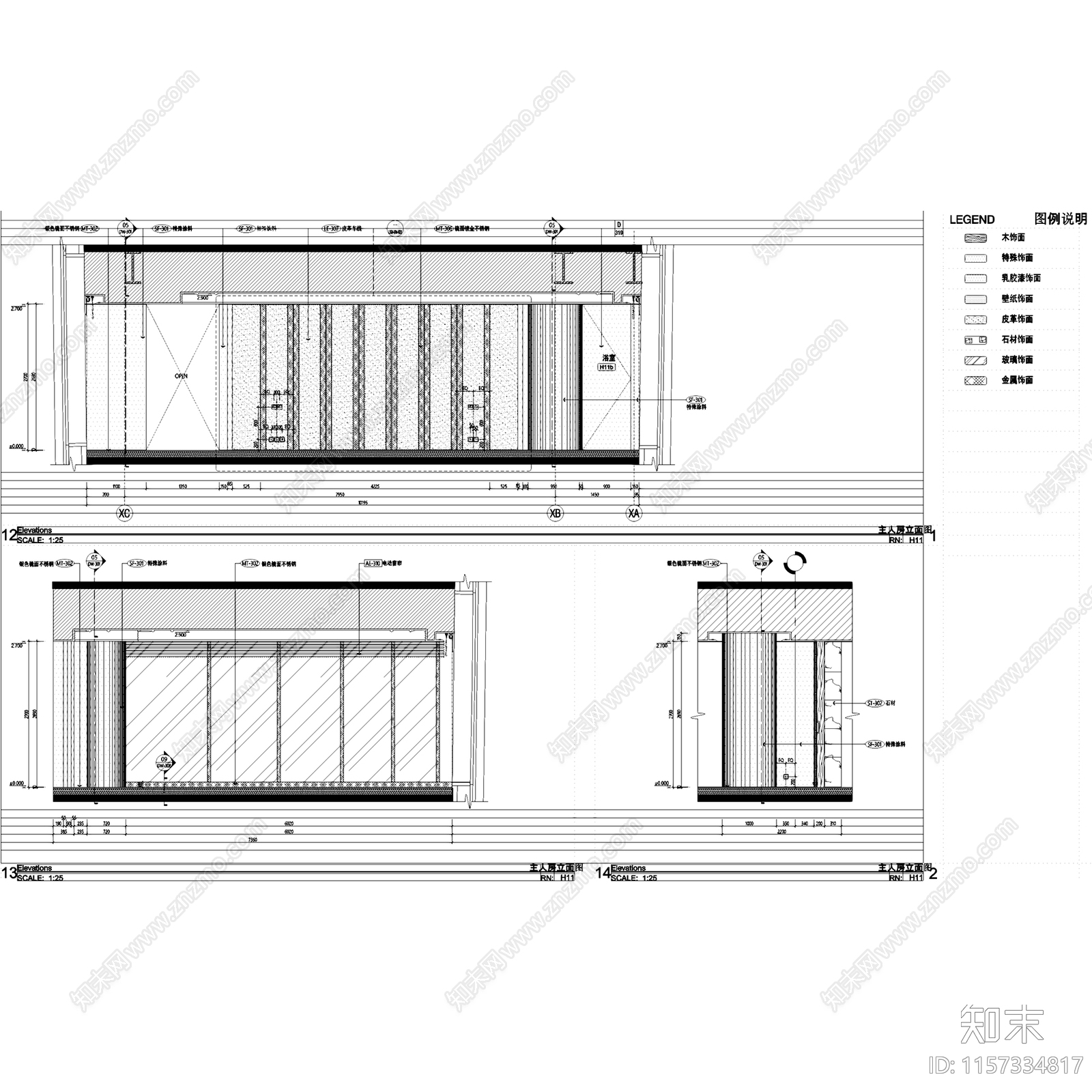 意式轻奢北京通盈中心三里屯一号H户型复式室内家装cad施工图下载【ID:1157334817】