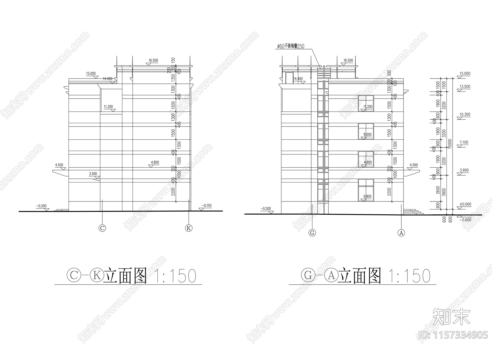 办公室平立剖面图cad施工图下载【ID:1157334905】