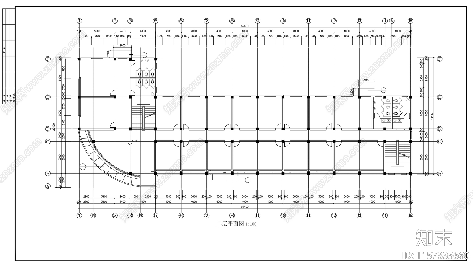 厂区办公楼建筑建筑设计方案cad施工图下载【ID:1157335660】