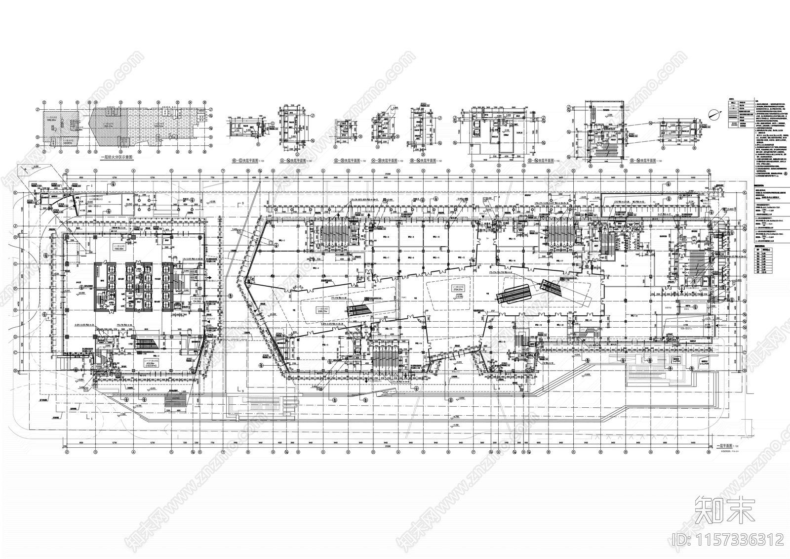 超高层现代风格知名企业办公楼建筑设计cad施工图下载【ID:1157336312】