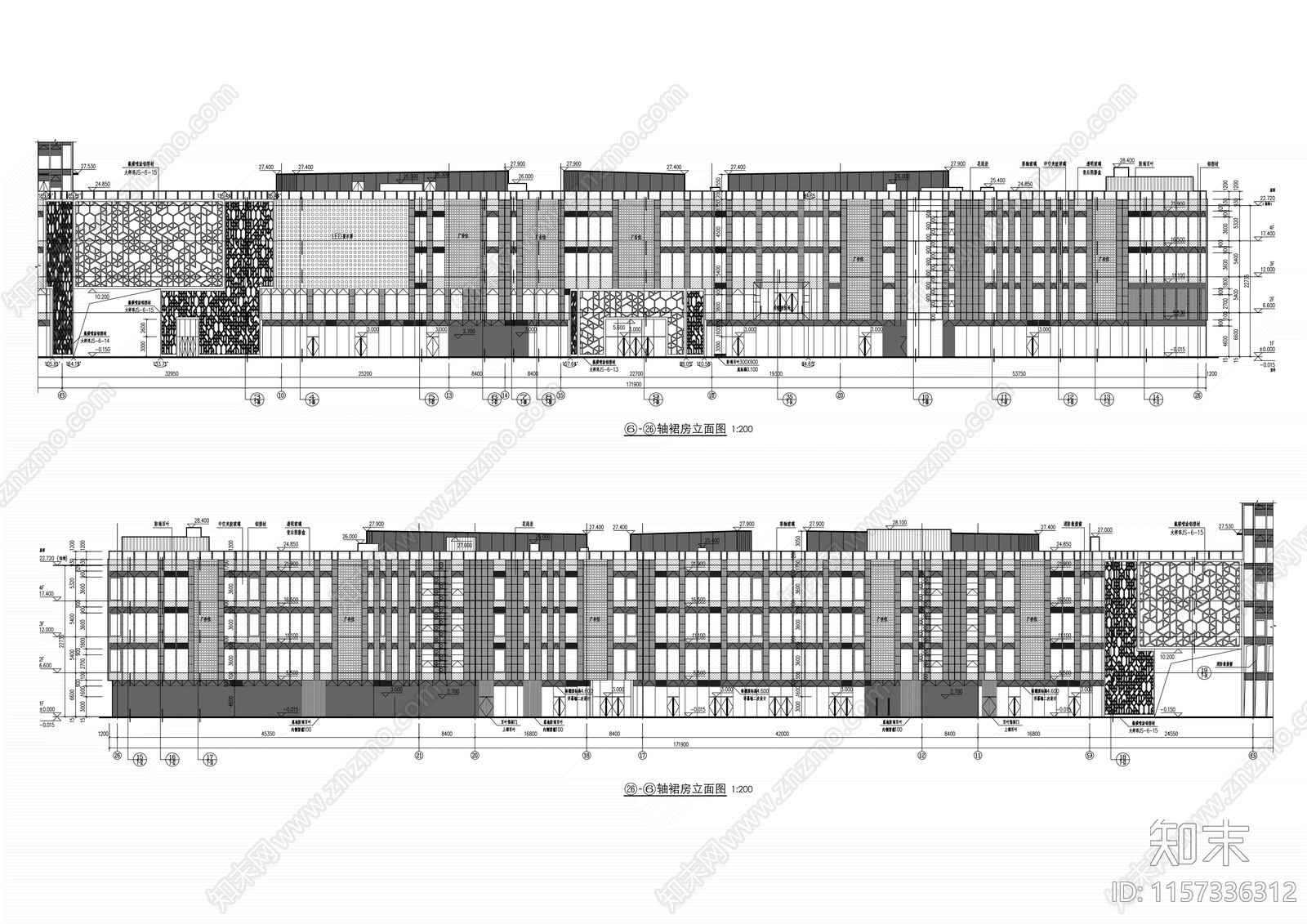 超高层现代风格知名企业办公楼建筑设计cad施工图下载【ID:1157336312】