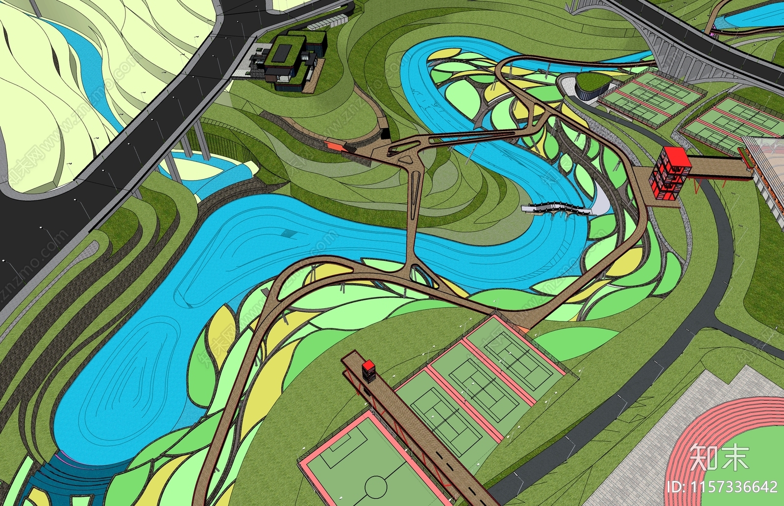 现代体育公园SU模型下载【ID:1157336642】