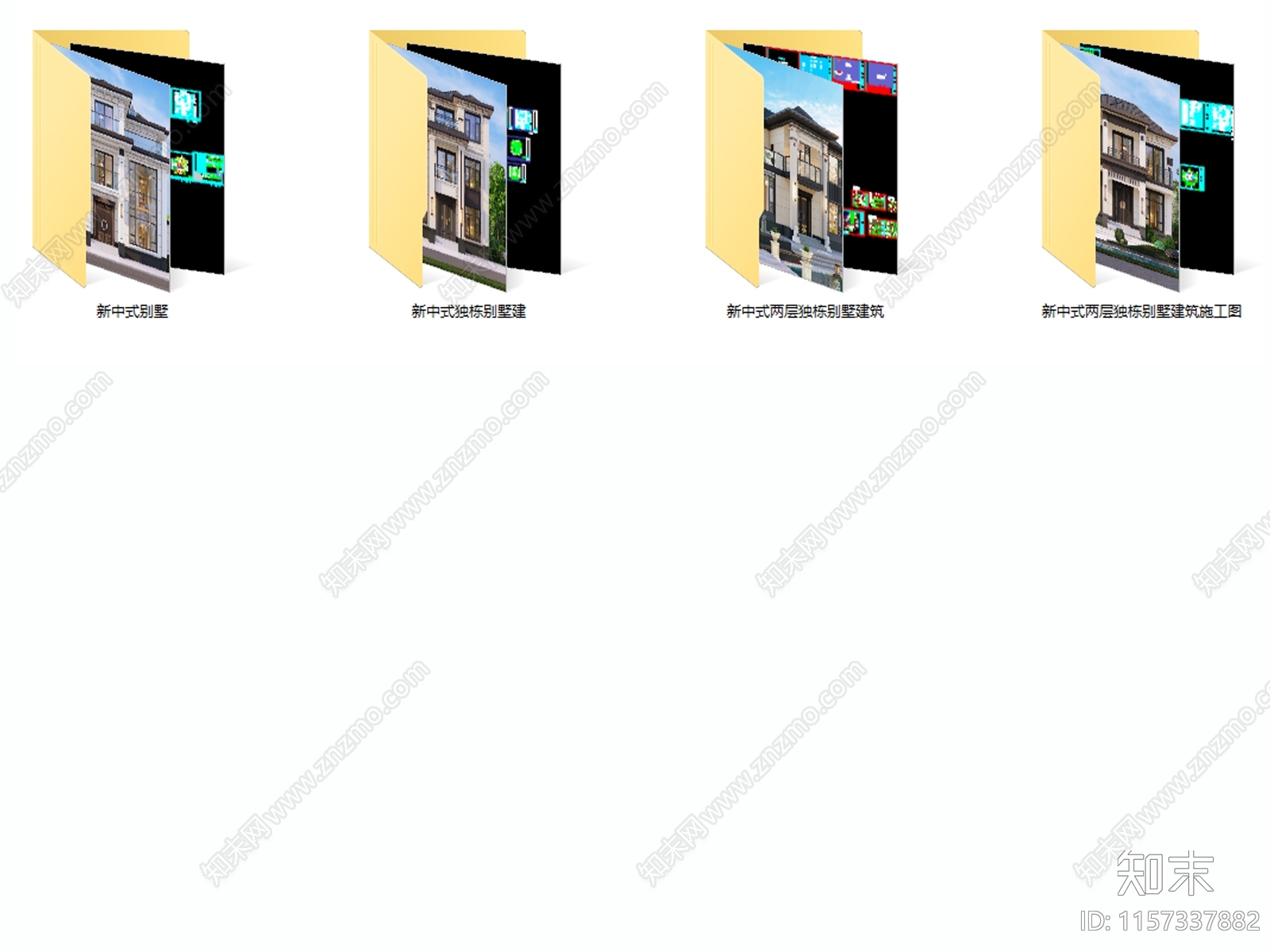 新中式新农村自建房建筑别墅布局结构设计效果图cad施工图下载【ID:1157337882】