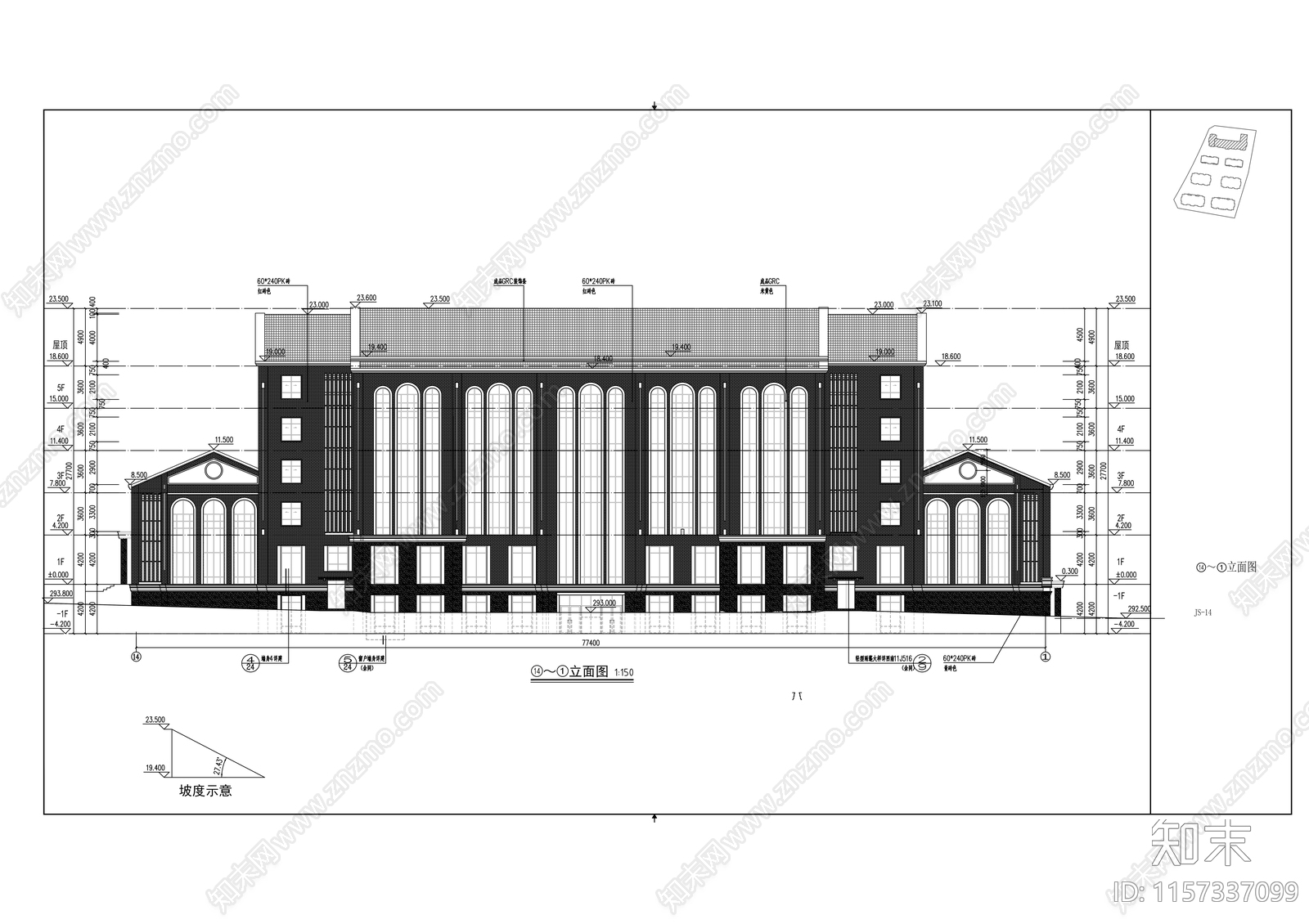 电子信息产业园办公楼cad施工图下载【ID:1157337099】