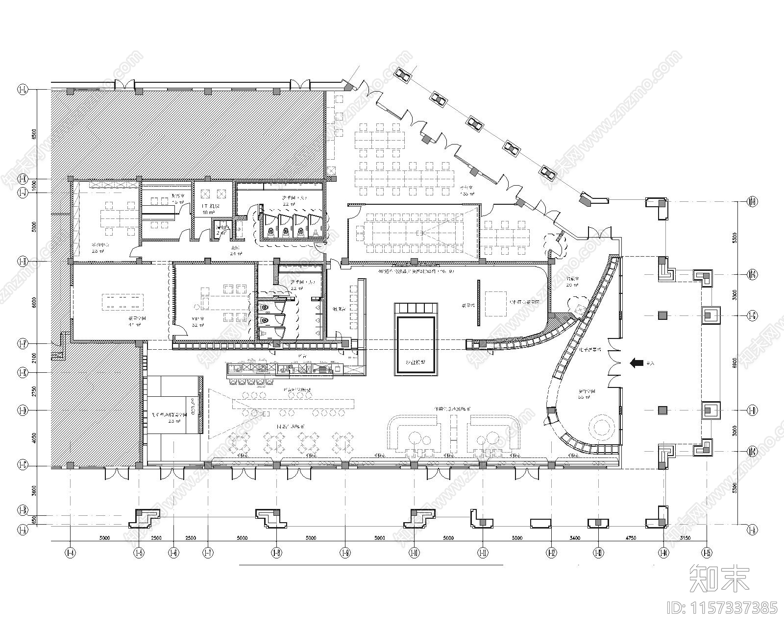 某现代轻奢售楼cad施工图下载【ID:1157337385】